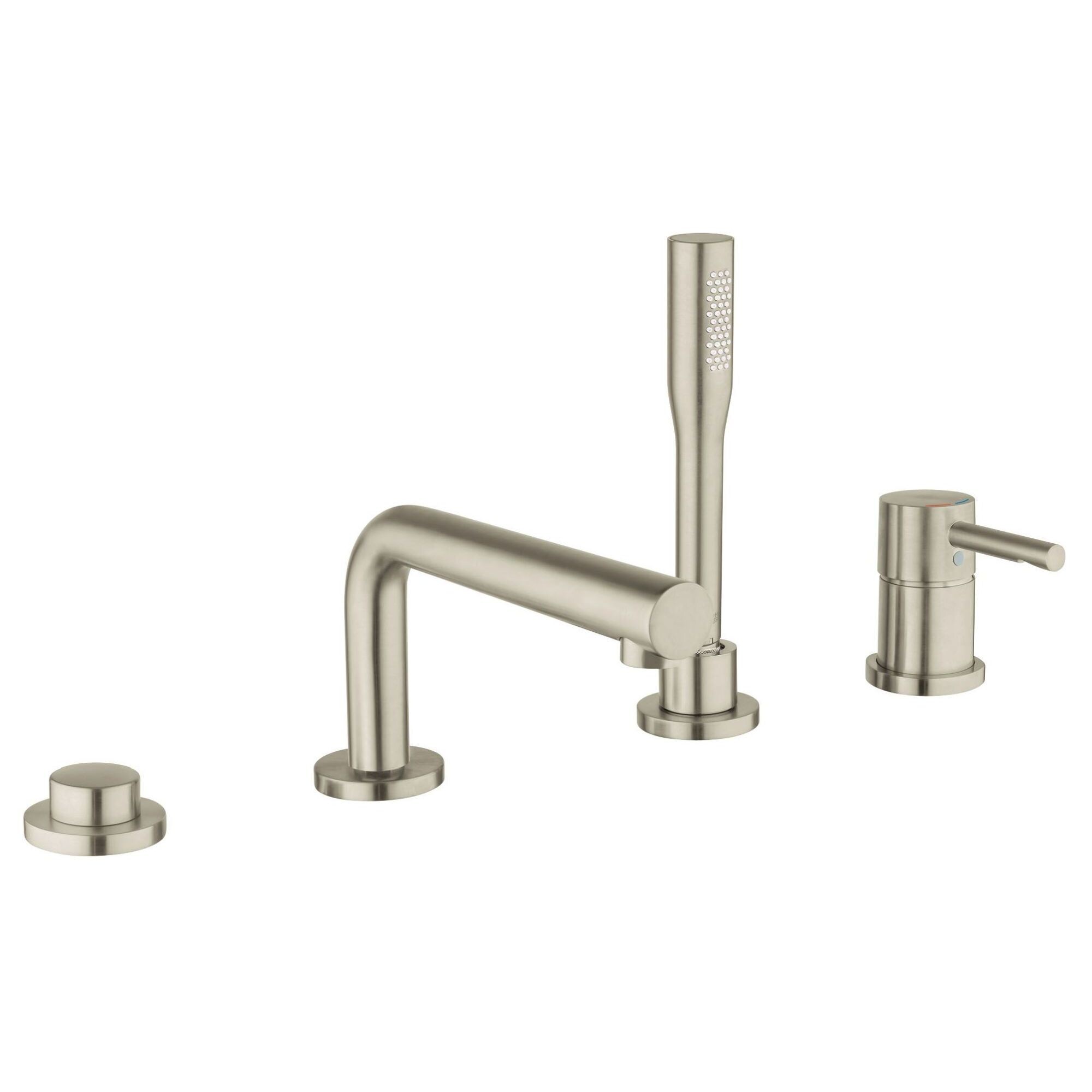 GROHE 19578ENA Essence New Brushed Nickel 1-handle Deck-mount Roman Low-arc Bathtub Faucet with Hand Shower