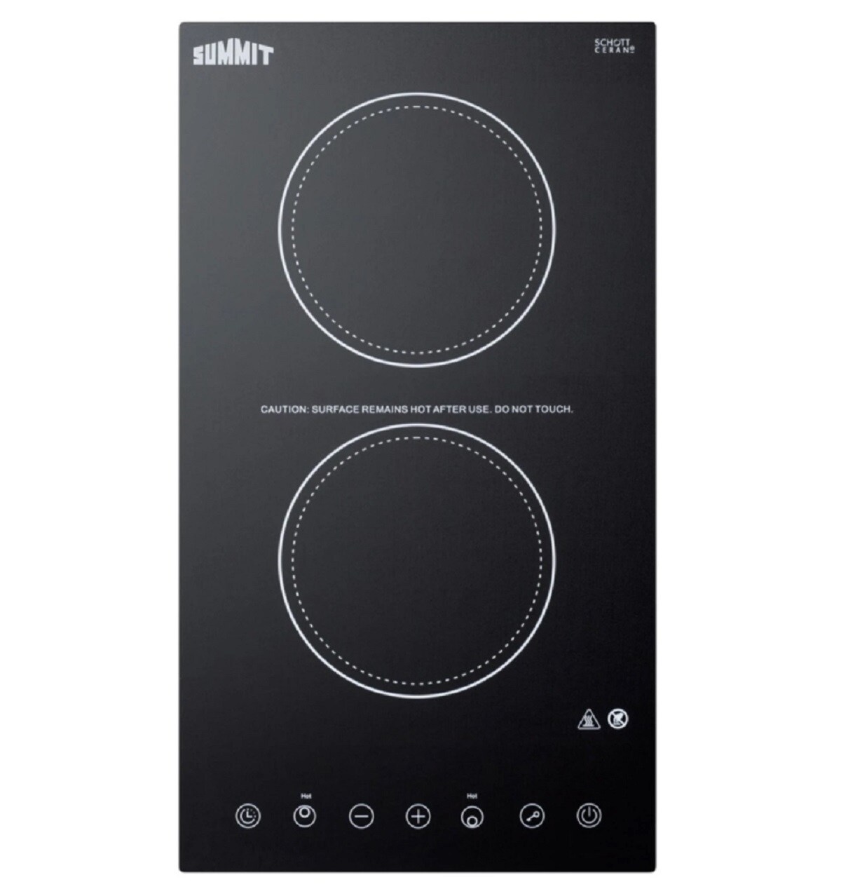 Summit Appliance CR2B15T1B 12-in 2 Burners Smooth Surface (Radiant) Black Electric Cooktop