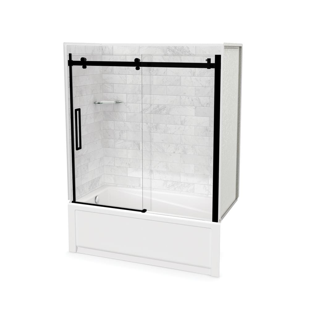 MAAX 106911-307-508-103 Utile 32-in W x 60-in L x 81-in H Marble Carrara 5 -Piece Bathtub Shower Combination Kit (Left Drain) with Tub/Wall/Door Included