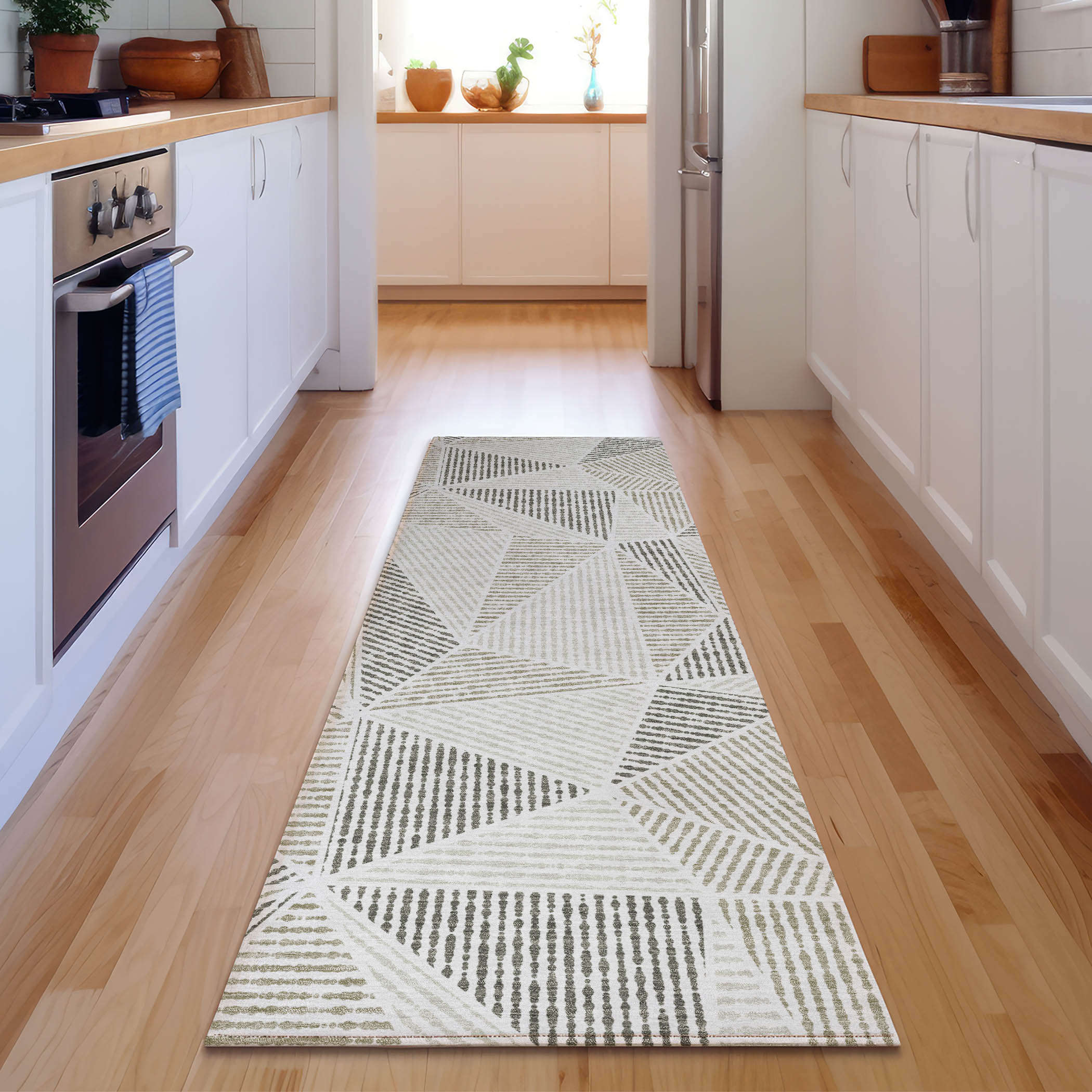 Addison Rugs AMF618TP2X8 Mayfield AMF618TP 2 x 7 (ft) Loomed Polyester Taupe Rectangular Indoor Geometric Machine washable Area rug