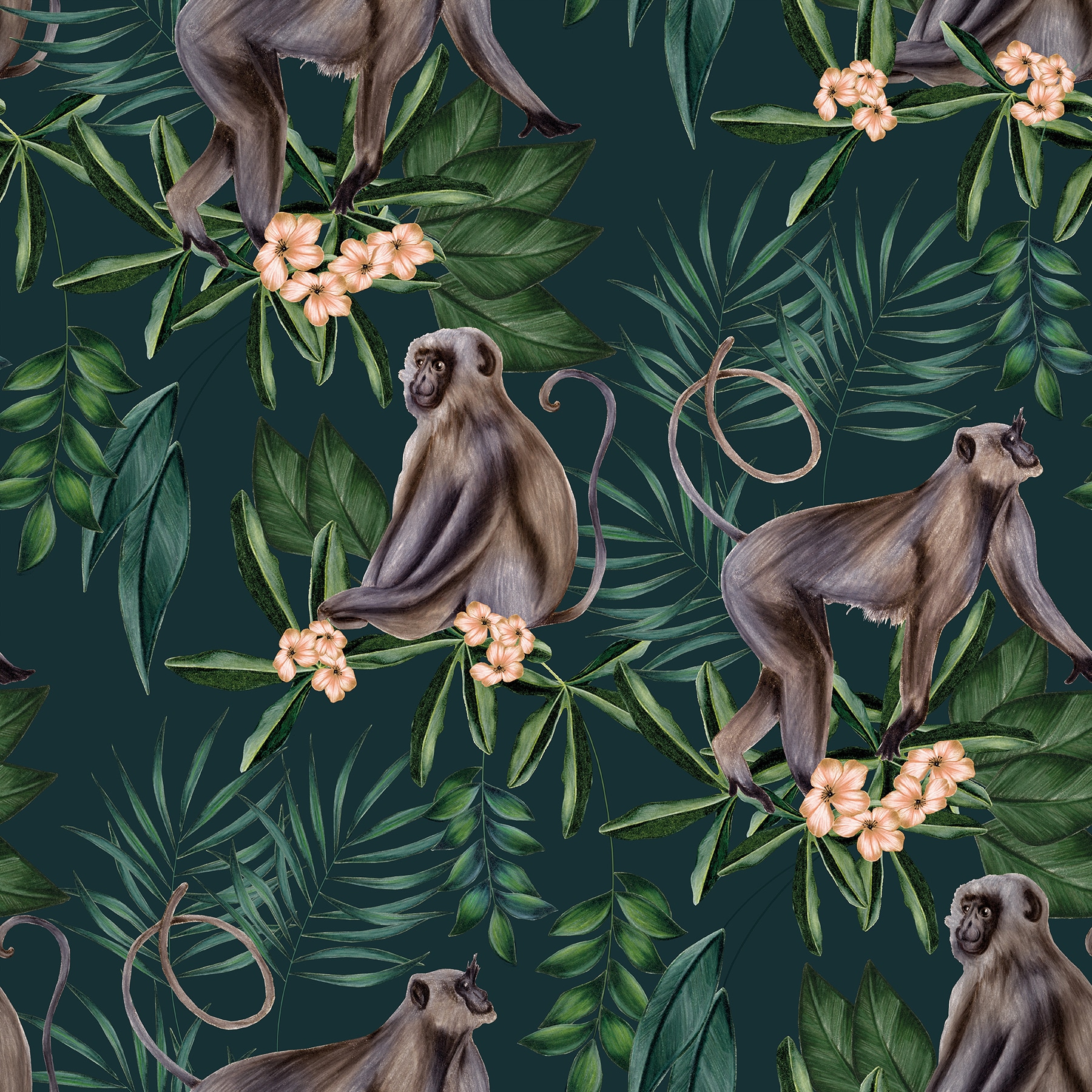 ohpopsi WLD53109W Wild 54.2-Sq. Feet Blue Non-woven Animals Unpasted Wallpaper
