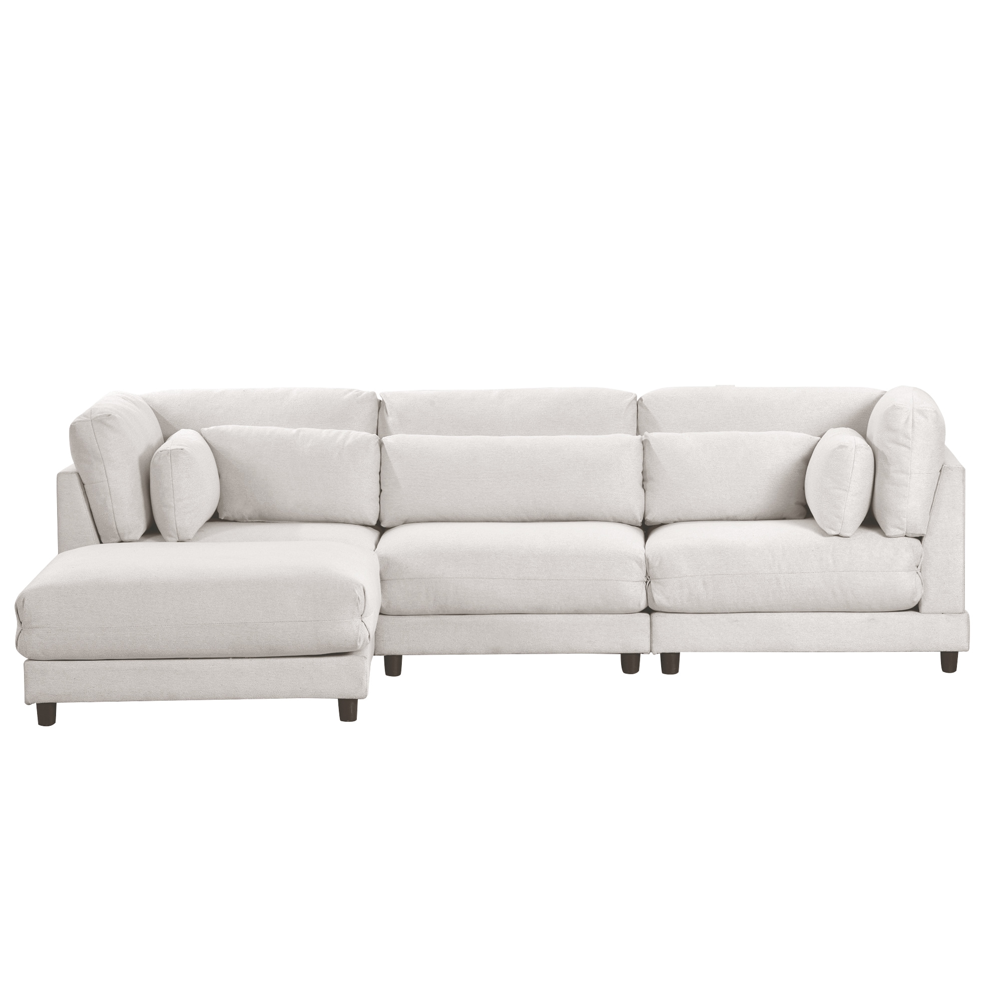 110.6 L-Shaped Sofa with Removable Ottomans and Comfort Lumbar Pillow,  Beige - ModernLuxe