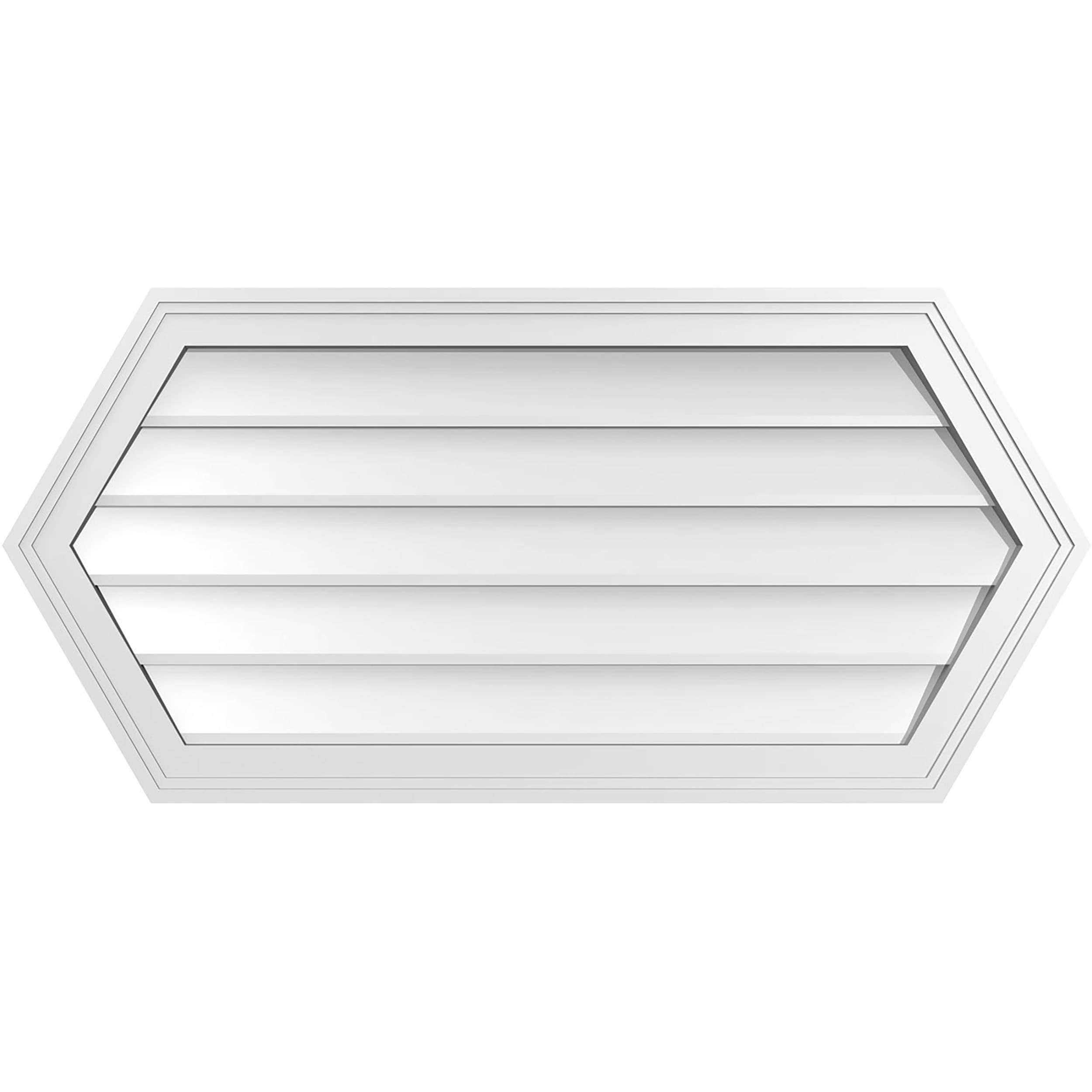 Ekena Millwork GVPHP38X1802SN 38-Inches x 18-Inches Off-white Peaked PVC Gable Louver Vent