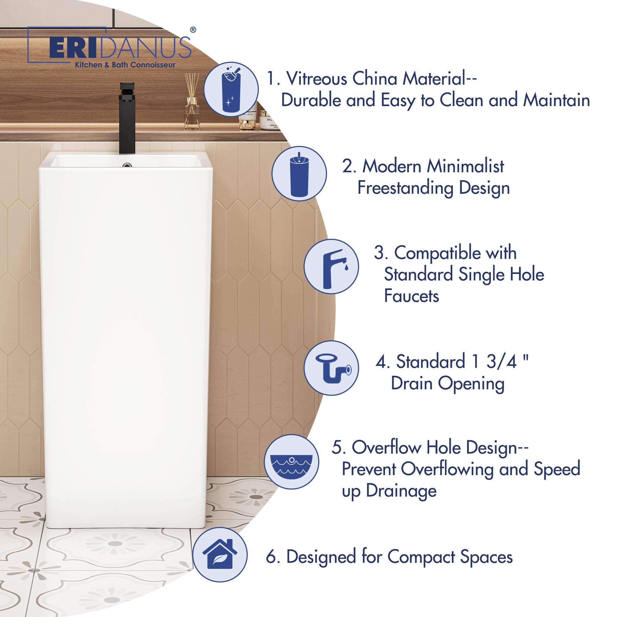 Eridanus ERI-PB-402-A Complete-Pedestal-Lavatories - View #2