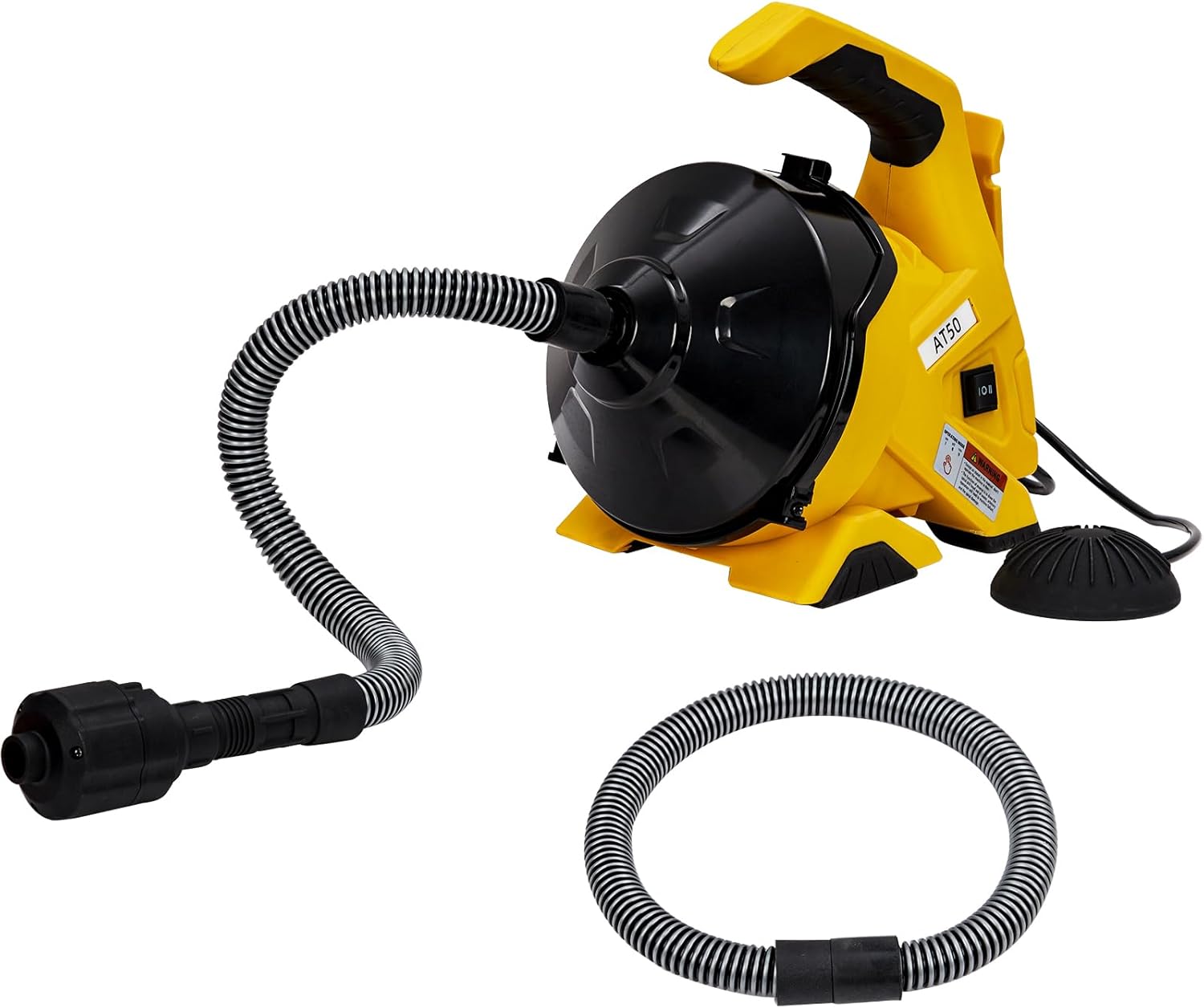 Garvee 30Ft x 3/10In Auto-Feed Drain Cleaner for Sink Toilet Shower Drain with Heavy Duty Cable and Foot Pedal - Clears 2 Inch Pipes for Home and Pro Use