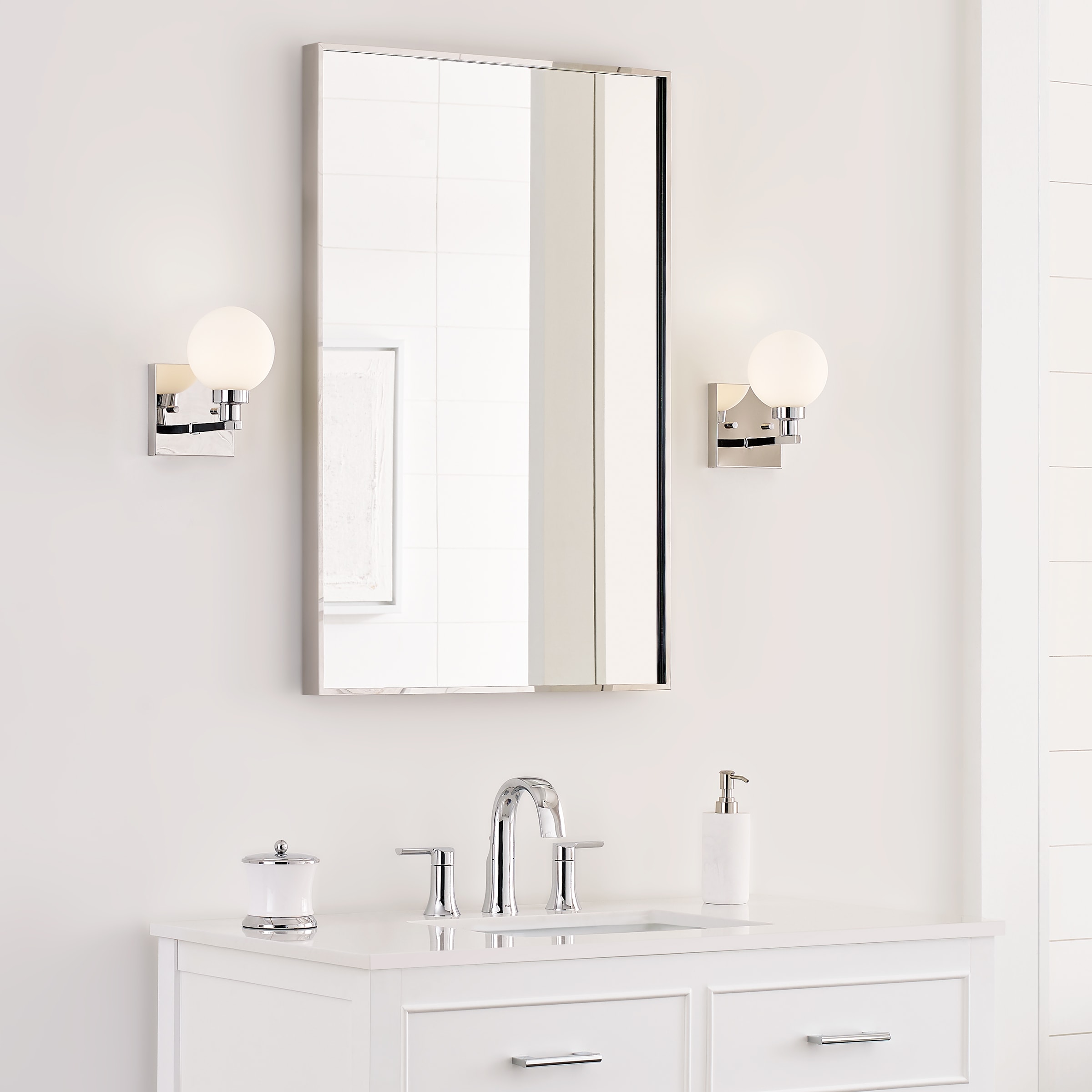 Clybourn Chrome Milk Glass Dimmable Wall Sconce