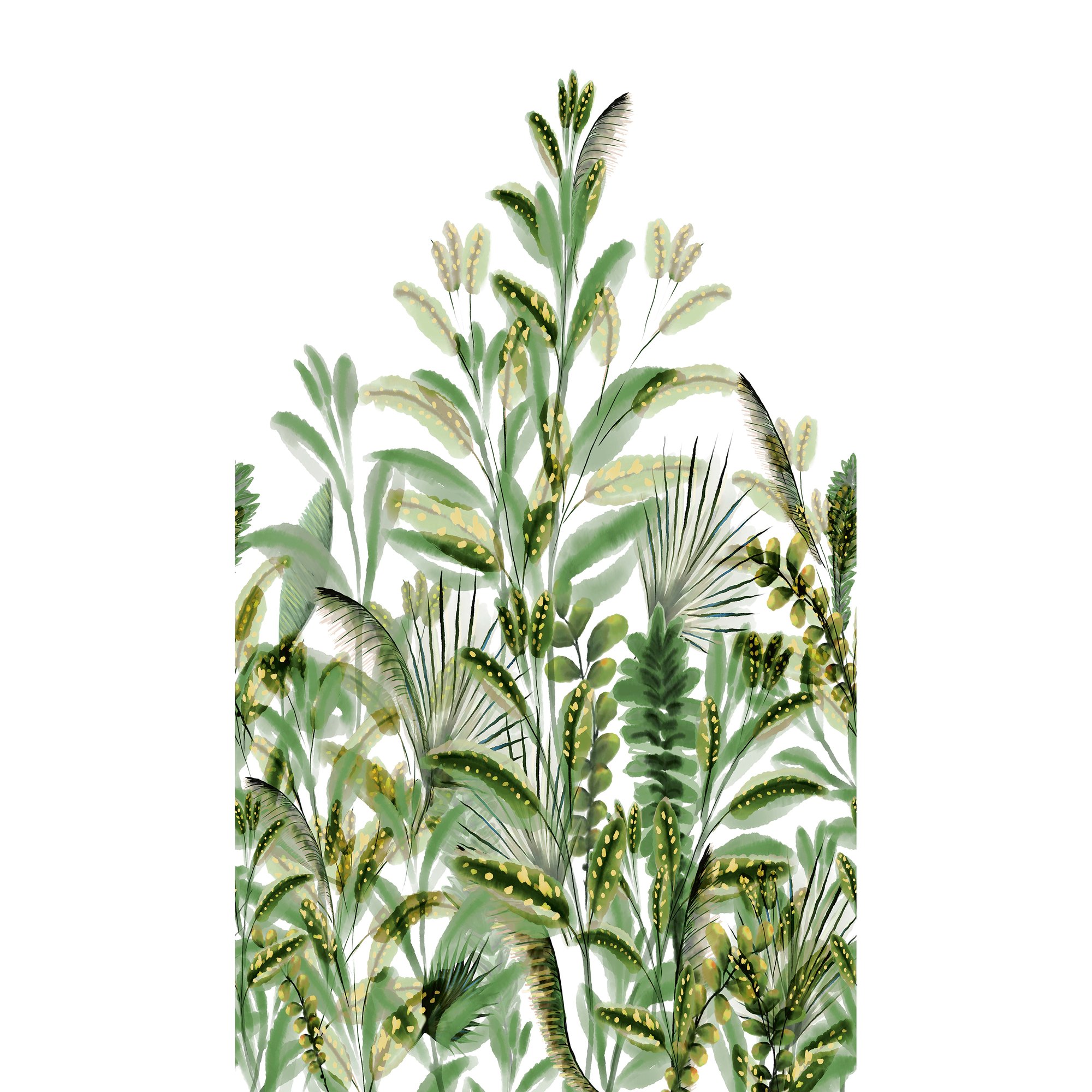 Galerie Orom II Branched Leaves All-over Green Mural A59502