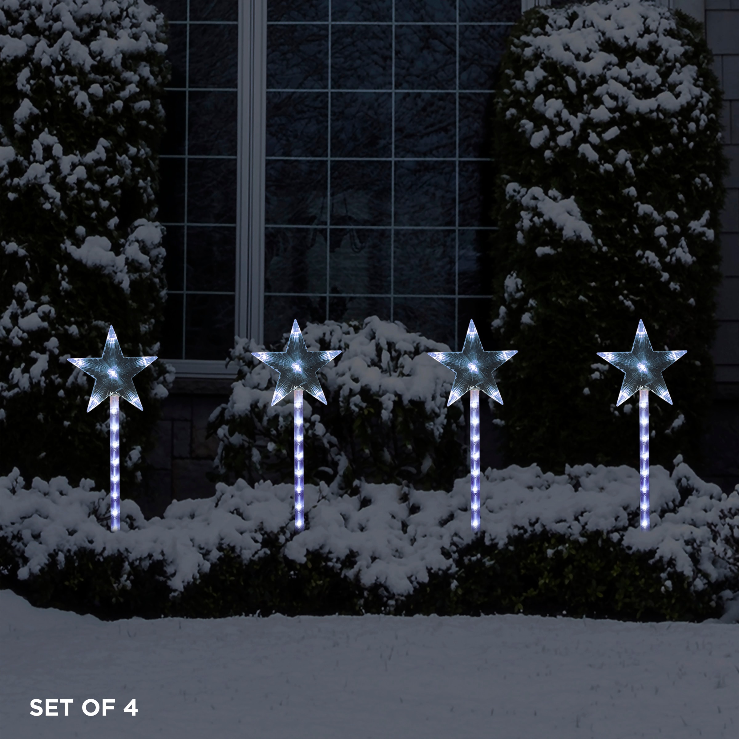 Shooting Star LED Pathway Stakes, 4-Pack, Cool White
