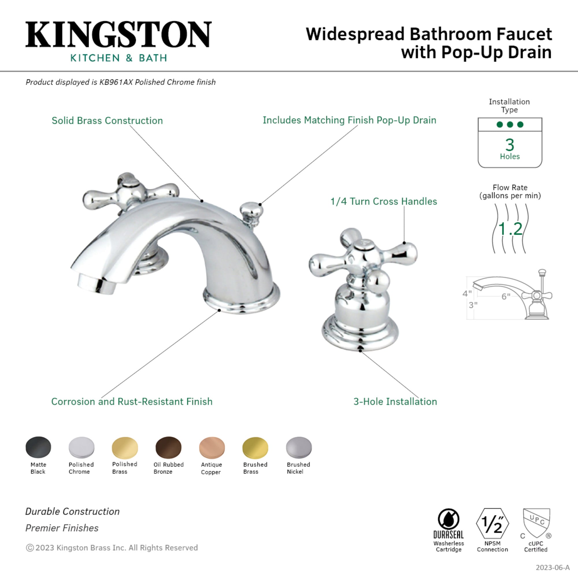 Kingston Brass WLKB966AX Lavatory-Faucets - View #3