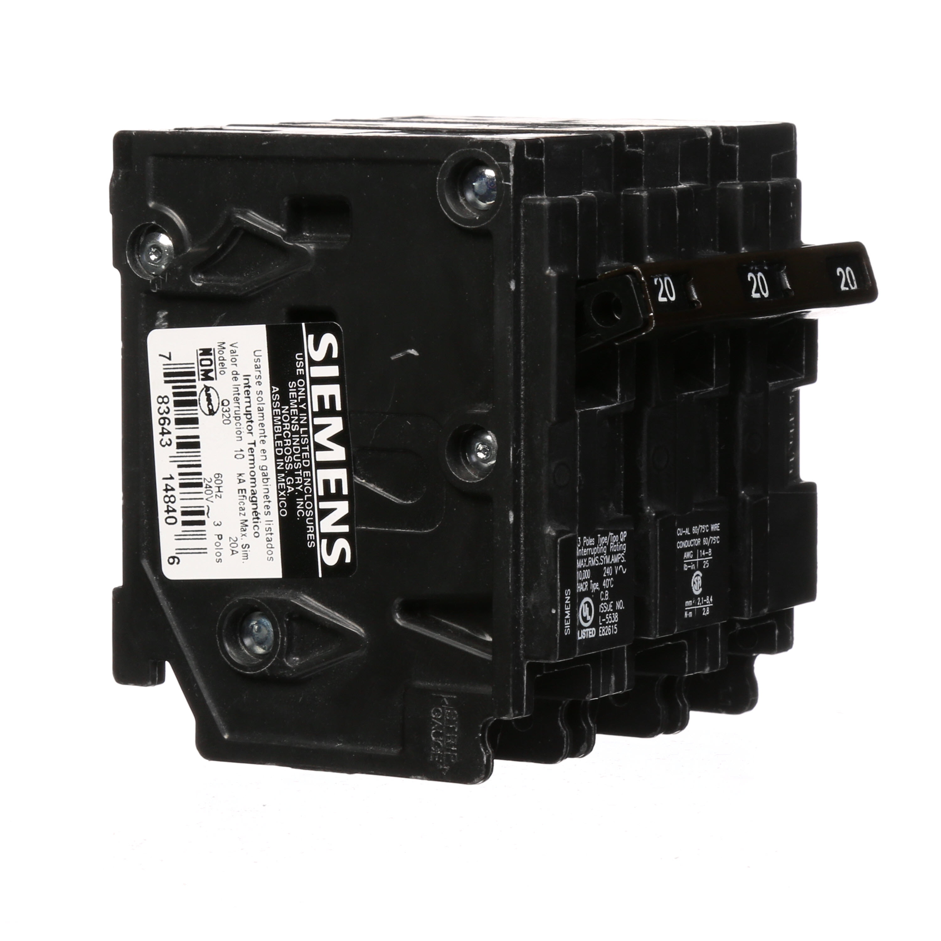Details about   New  Siemens BQD3020 3 pole 480v 20 amp circuit breaker 