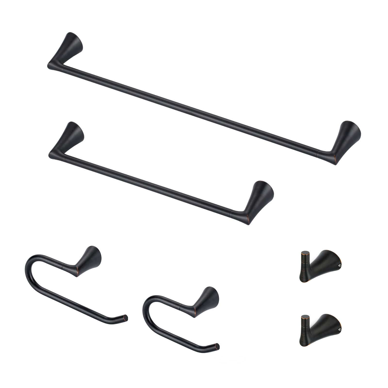 ALEASHA 6-Piece Bathroom Hardware Set with 2 Towel Bars 2 Towel Hooks Toilet Paper Holder and Towel Holder in Oil-Rubbed Bronze