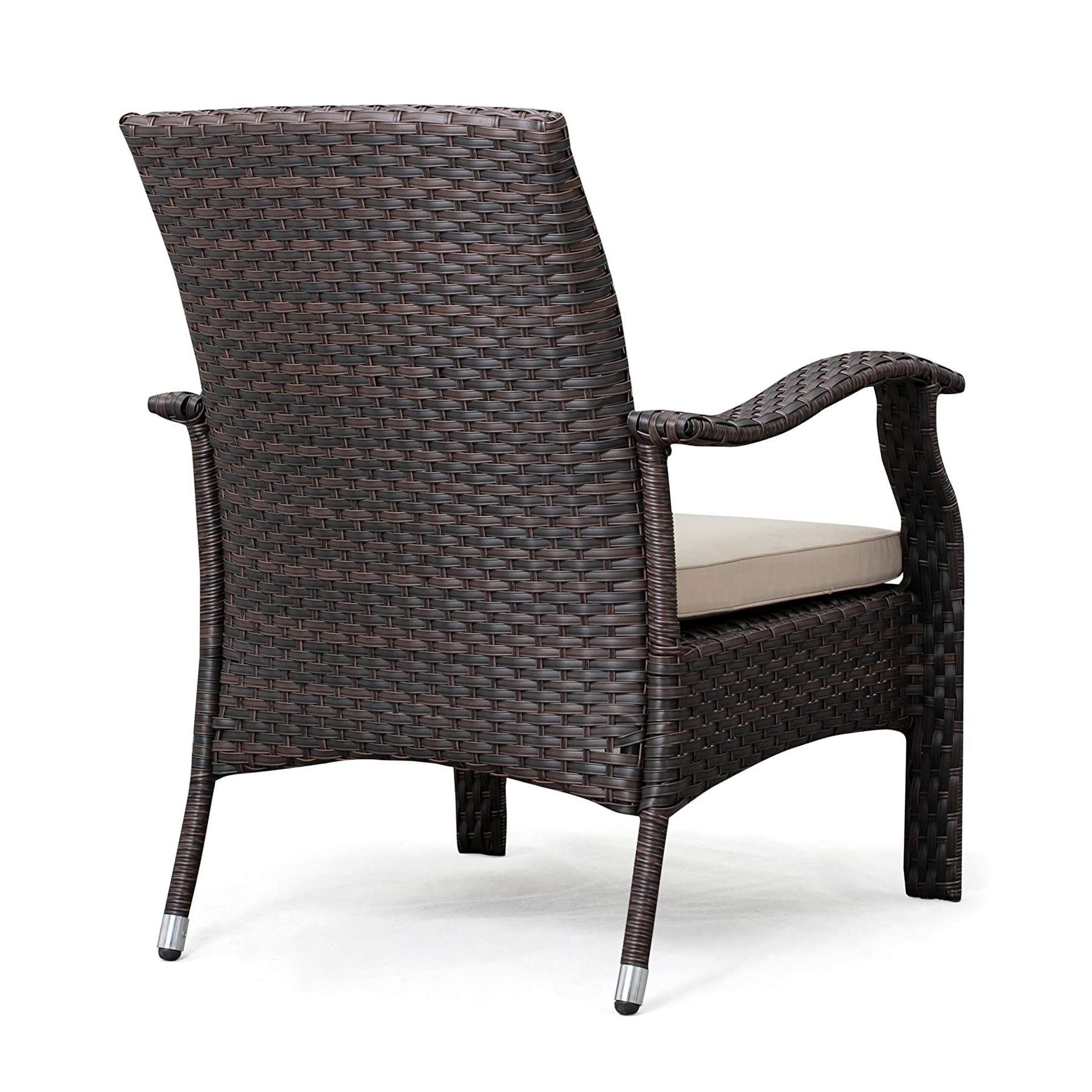 Mocha Resin Wicker 3-Piece Patio Conversation Set with Beige Cushions