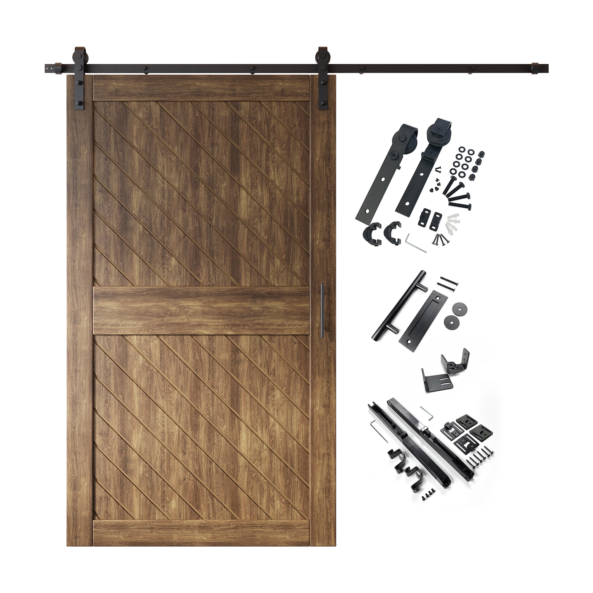HOMACER YT1H108C-XT2-5084-WA 50-in x 84-in Dark Walnut Prefinished Non-standard Pine Wood Solid core Single Barn Door (Hardware Included)