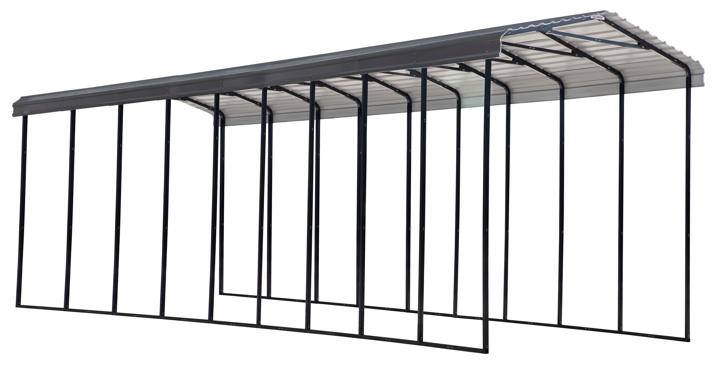Arrow CPHC144214 14-ft W x 42-ft L x 14-ft H Charcoal Metal Carport with Metal Roof