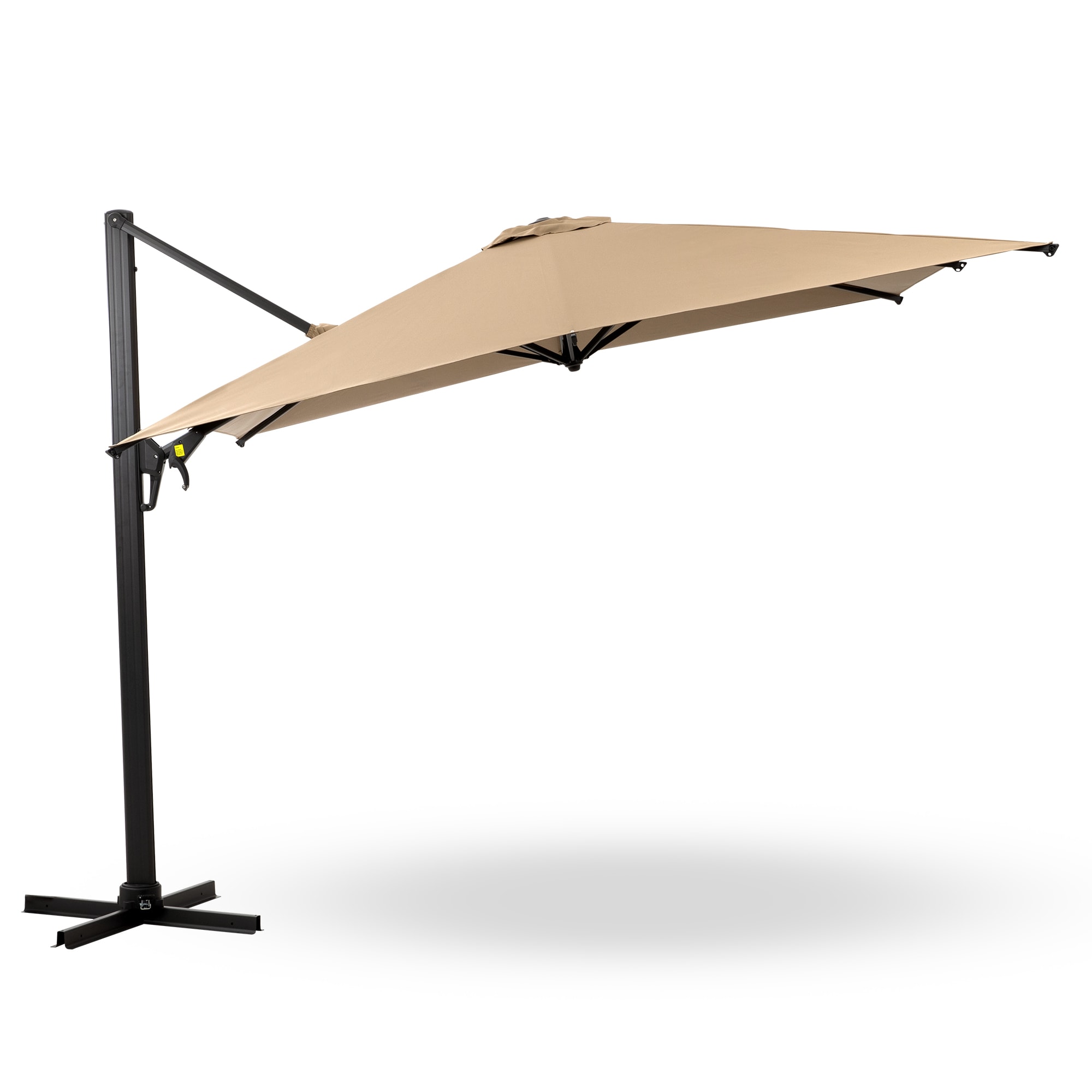 Tatayosi P-DJ-P195468 Khaki 10 FT Cantilever Square Patio Umbrella with 360 degrees Rotation and Tilt Adjustment without Base