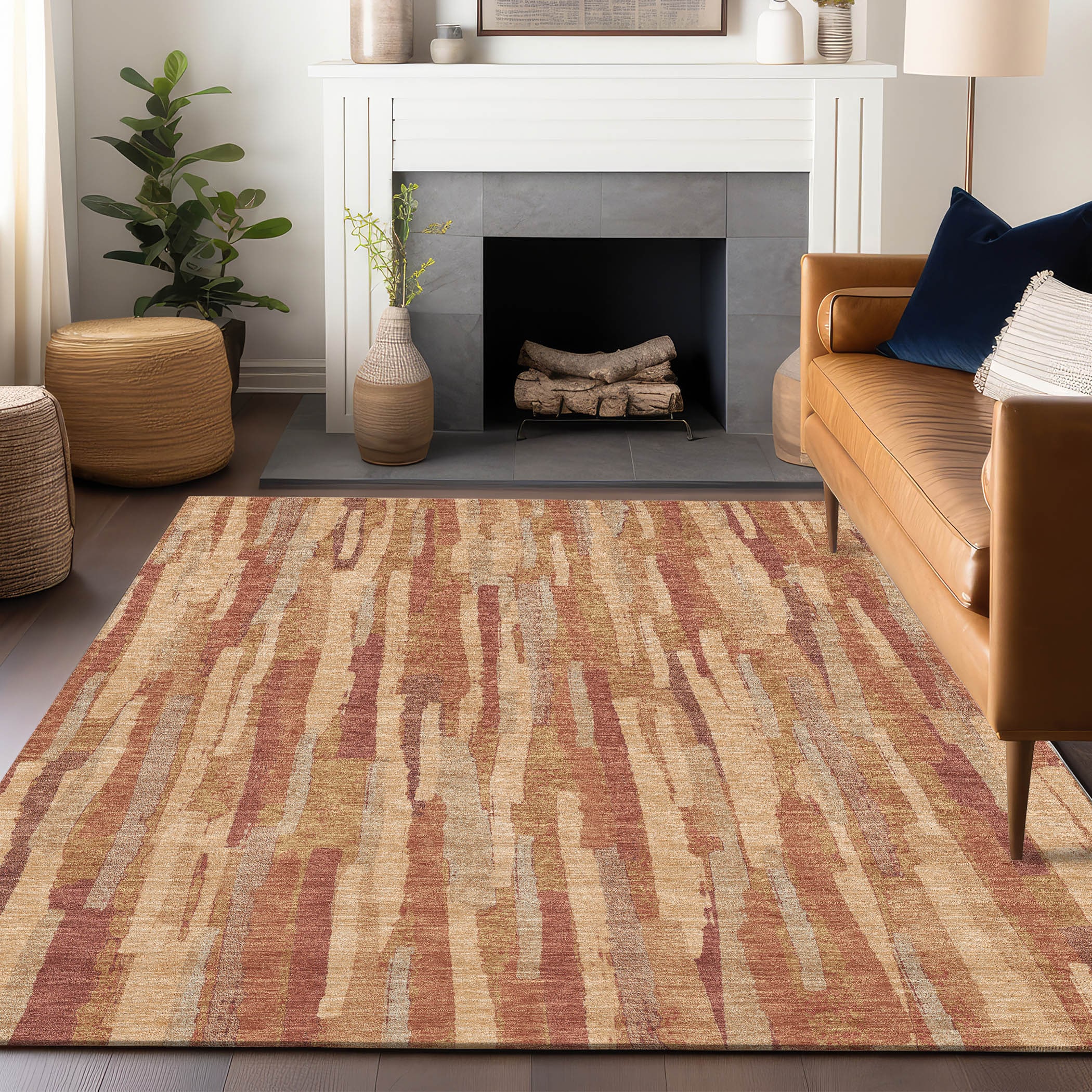 Addison Rugs ACN1319SM10X14 Chantille ACN1319SM 10 x 14 (ft) Polyester Salmon Rectangular Indoor/Outdoor Geometric Machine washable Area rug