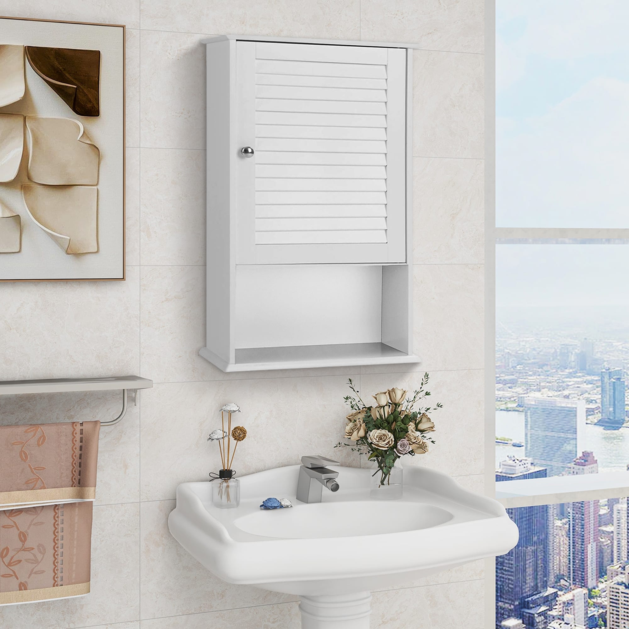 WELLFOR BTJ7597WH Bathroom-Wall-Cabinets - View #5