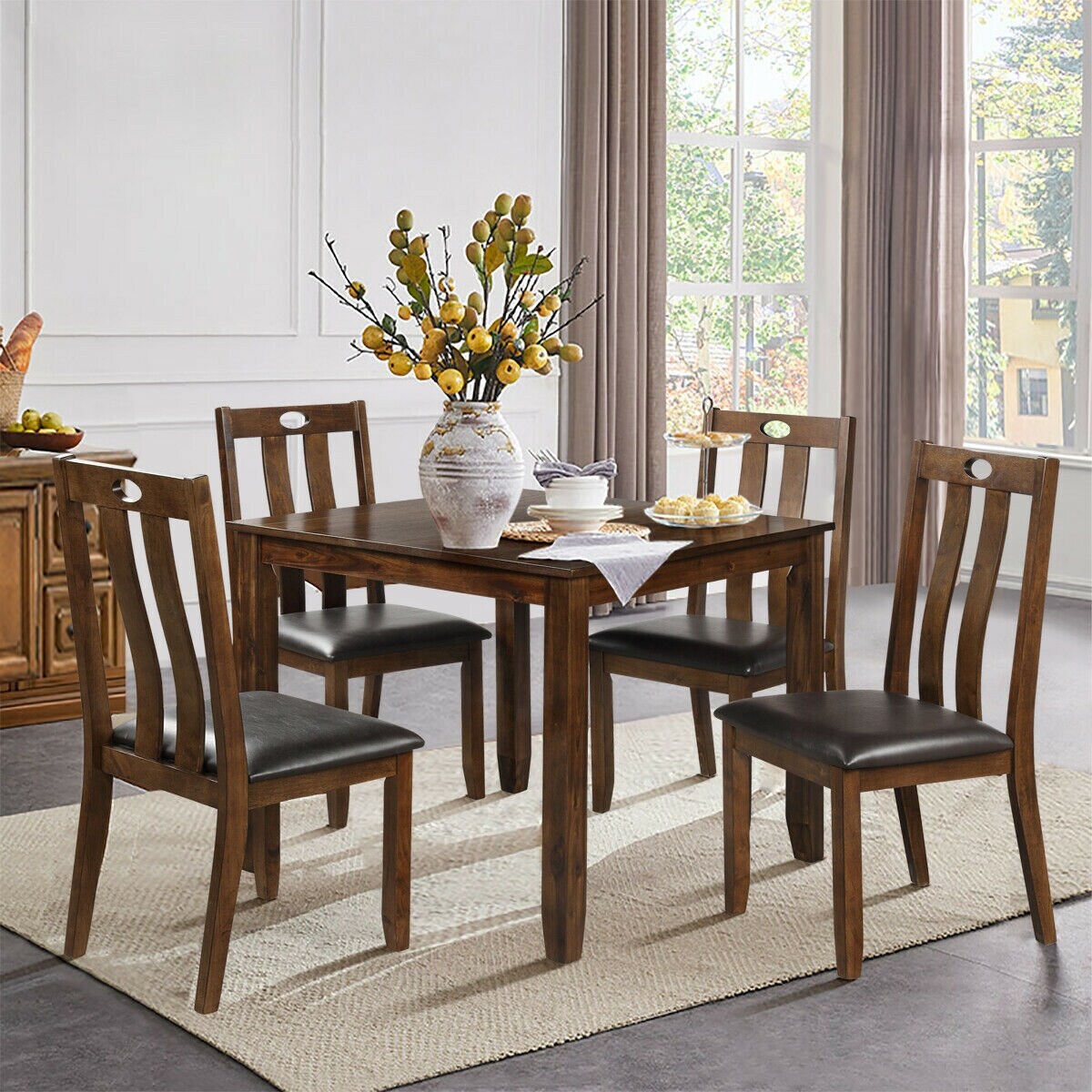 CASAINC 5-Piece wood dining table set Wood Contemporary/Modern ...