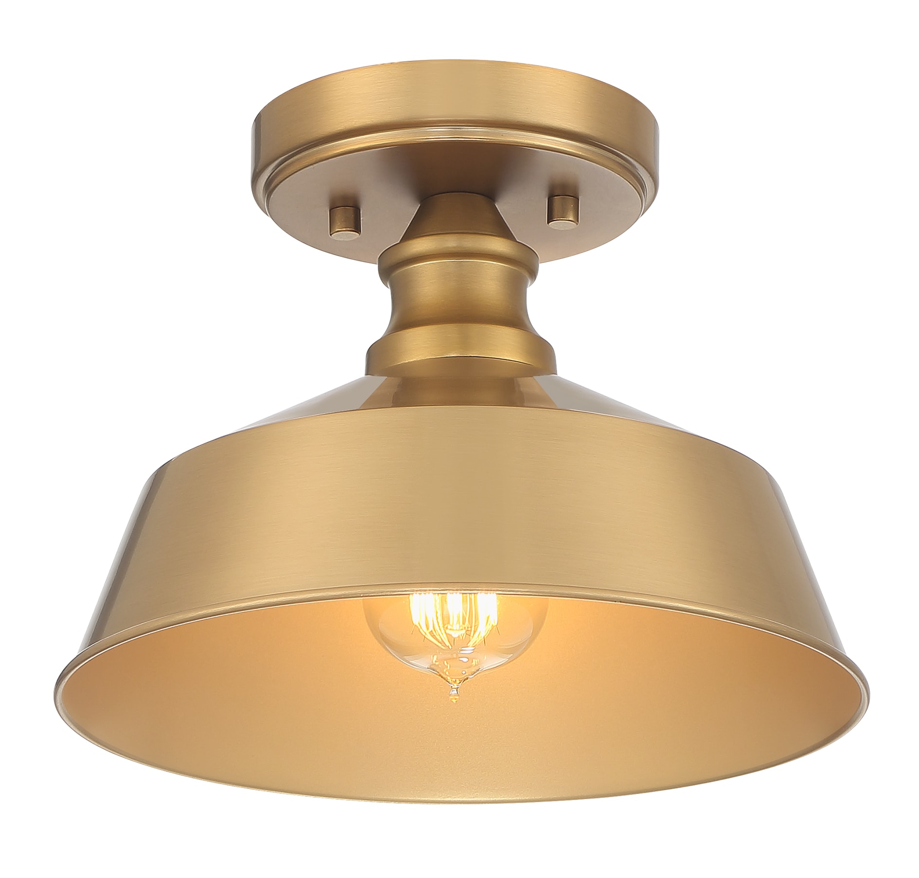 Meridian Lite Trends M60068NB Meridian 1 -Light 10-in Brushed Brass Semi Flush Mount Light