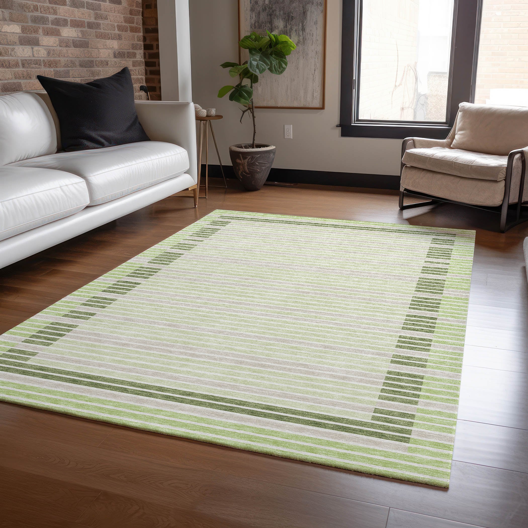Addison Rugs ACN1398AL30X46 Chantille ACN1398AL 2 x 3 (ft) Polyester Aloe Rectangular Indoor/Outdoor Geometric Machine washable Area rug