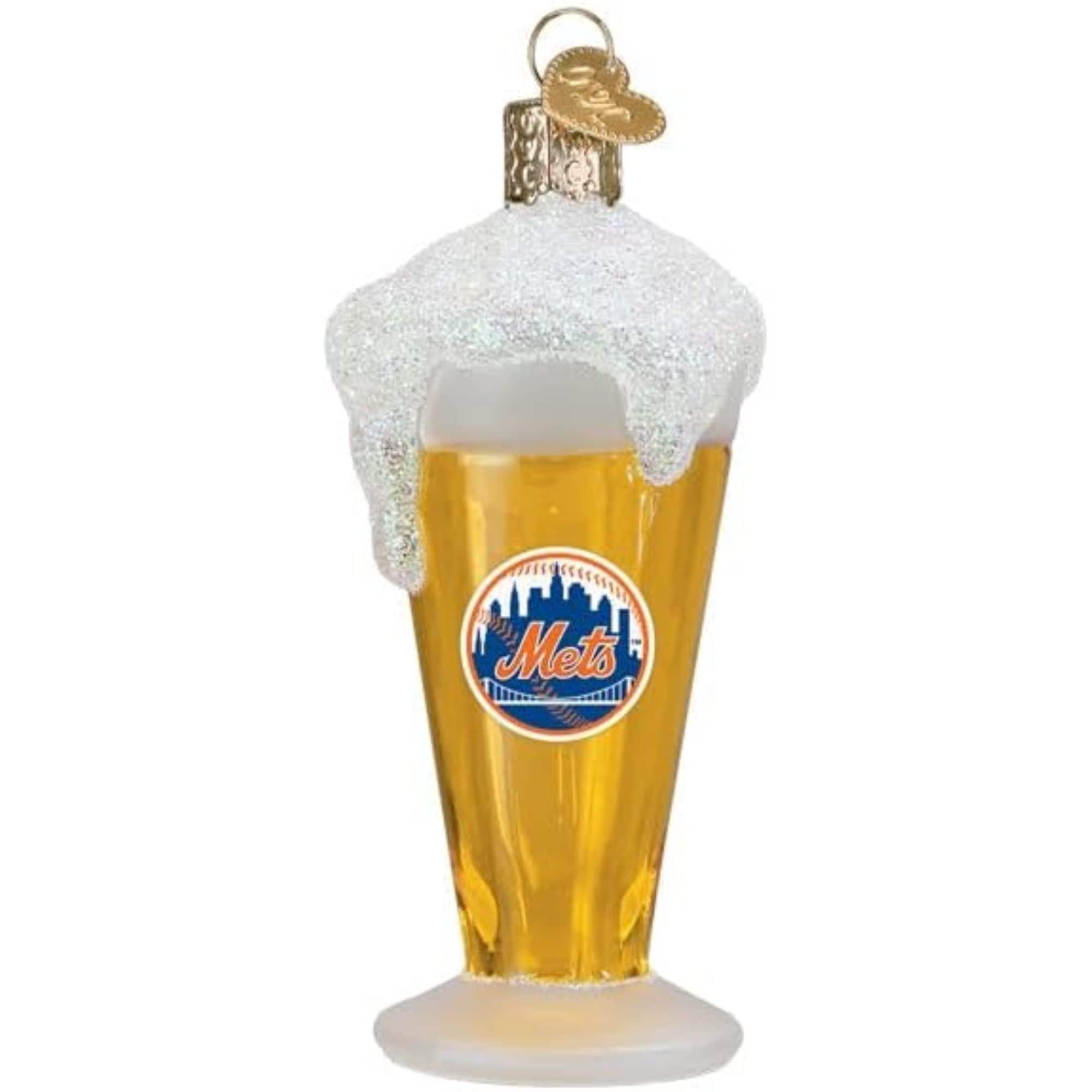 Old World Christmas Blown Glass Ornament for Christmas Tree - New York Mets Glass of Beer