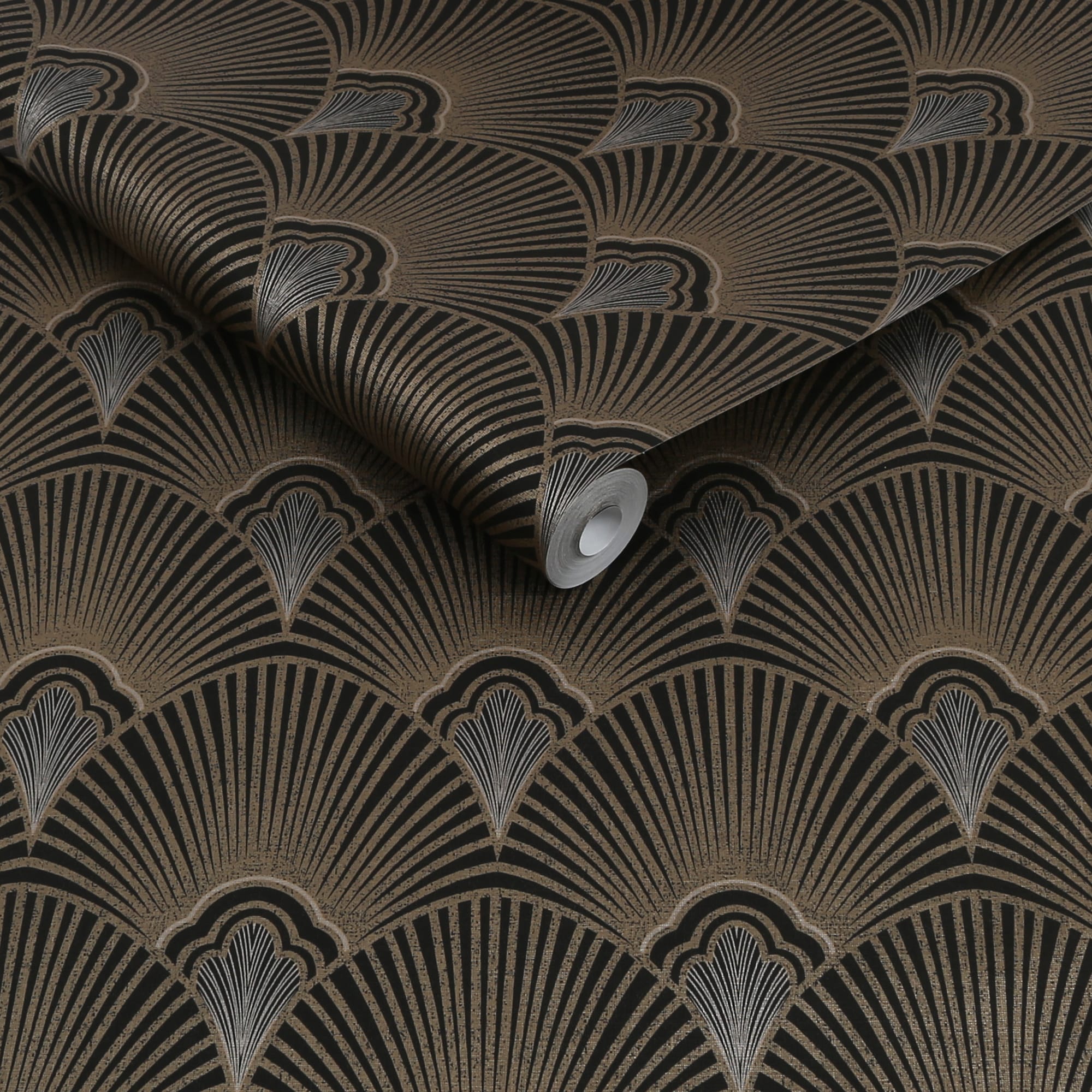 Sublime Art Deco Black and Gold Vinyl Wallpaper Roll