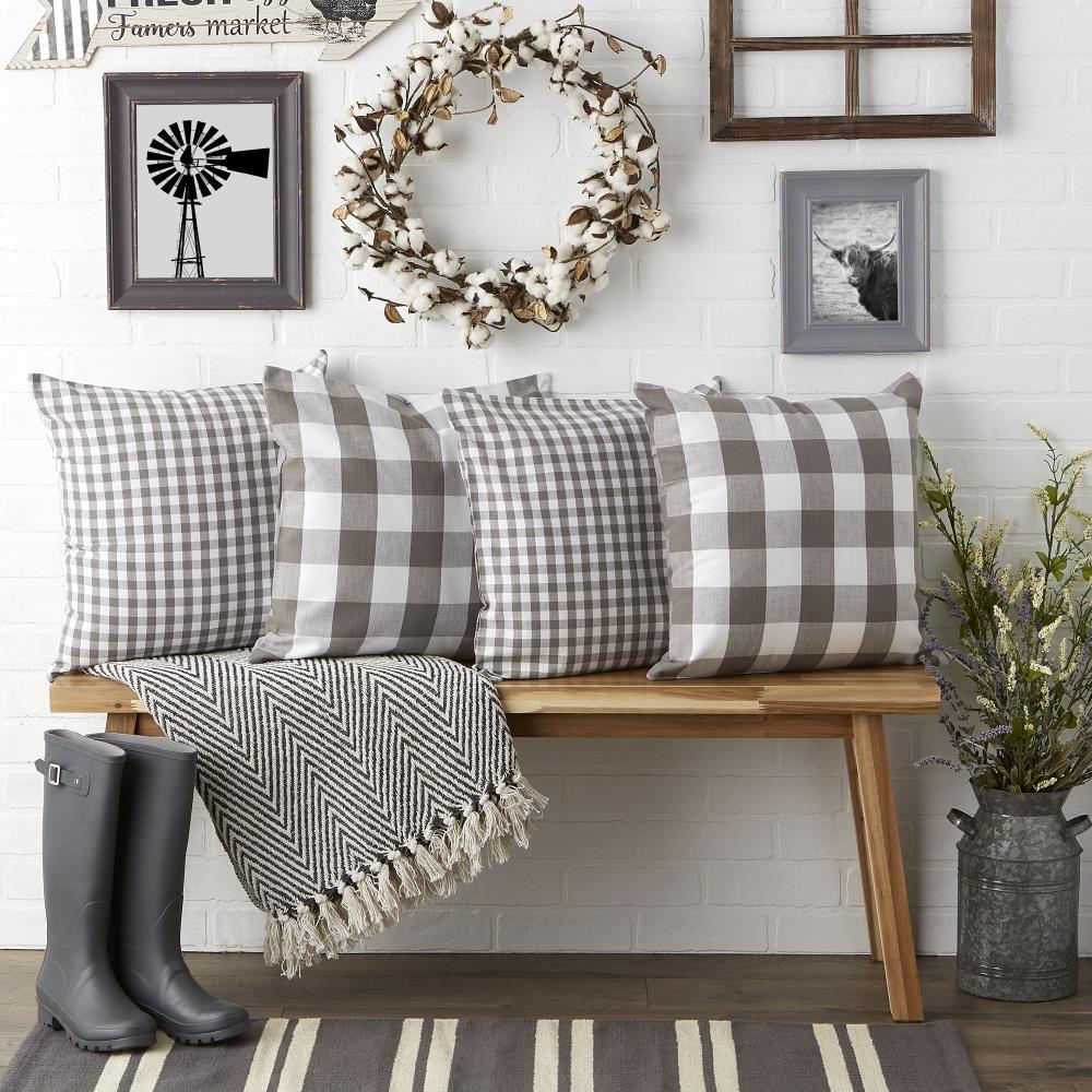 Gray and White Cotton Polyester Euro Gingham Check Pillowcase Set