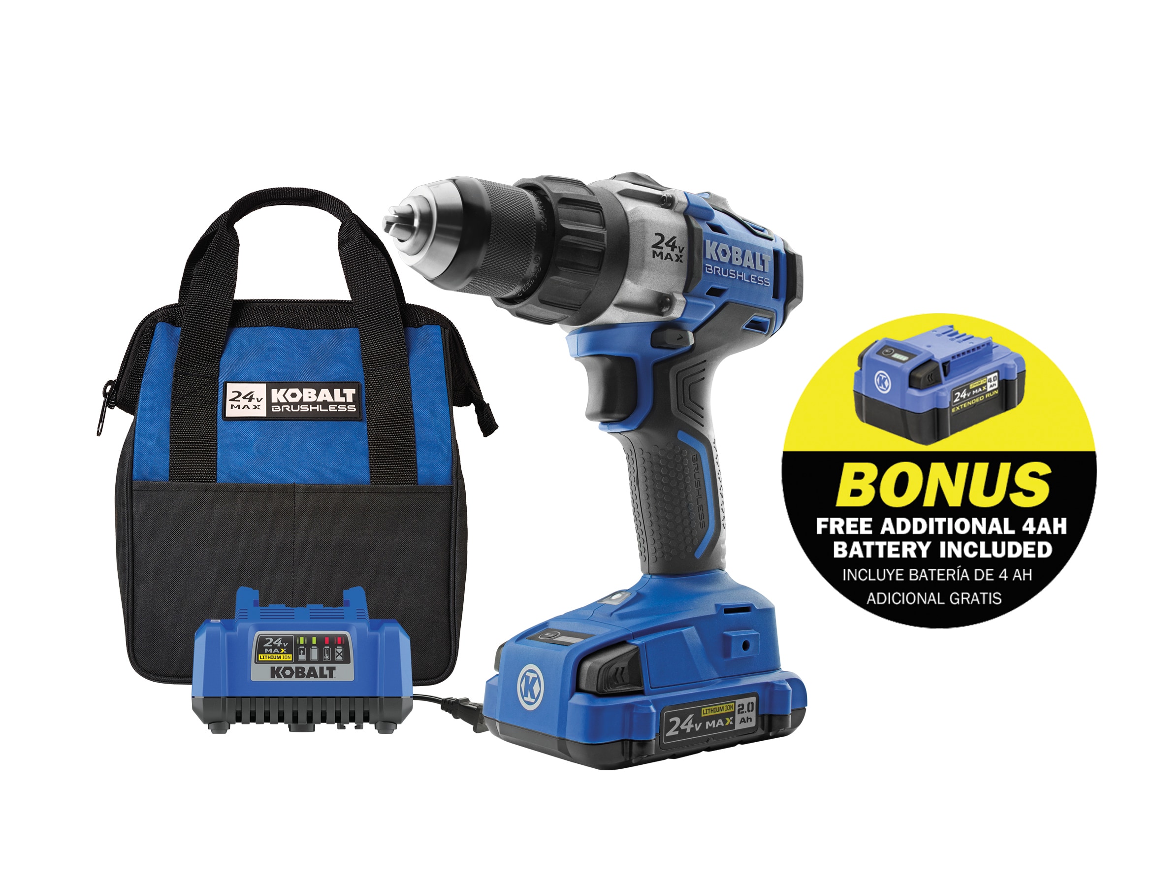 Kobalt 24-volt Max 1/2-in Brushless Cordless Drill (2 Li-ion Batteries Included and Charger Included) | KDD 1424AB-03