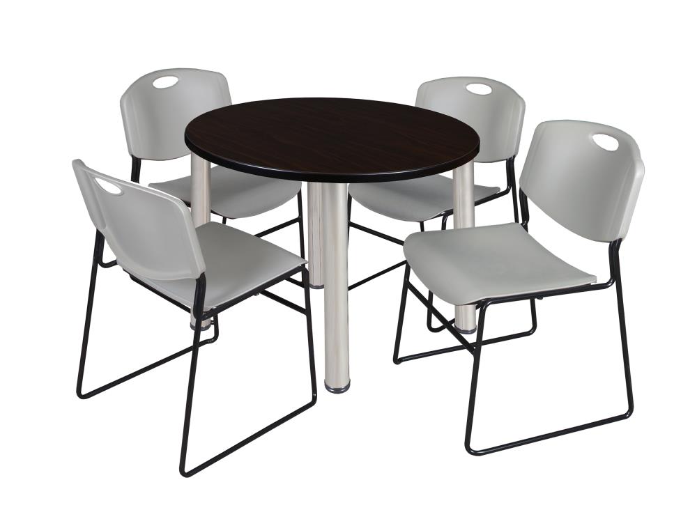 Regency TB42RNDMWBPCM44GY Breakroom Brown 4-Person Training Table (42-in W x 29-in H)