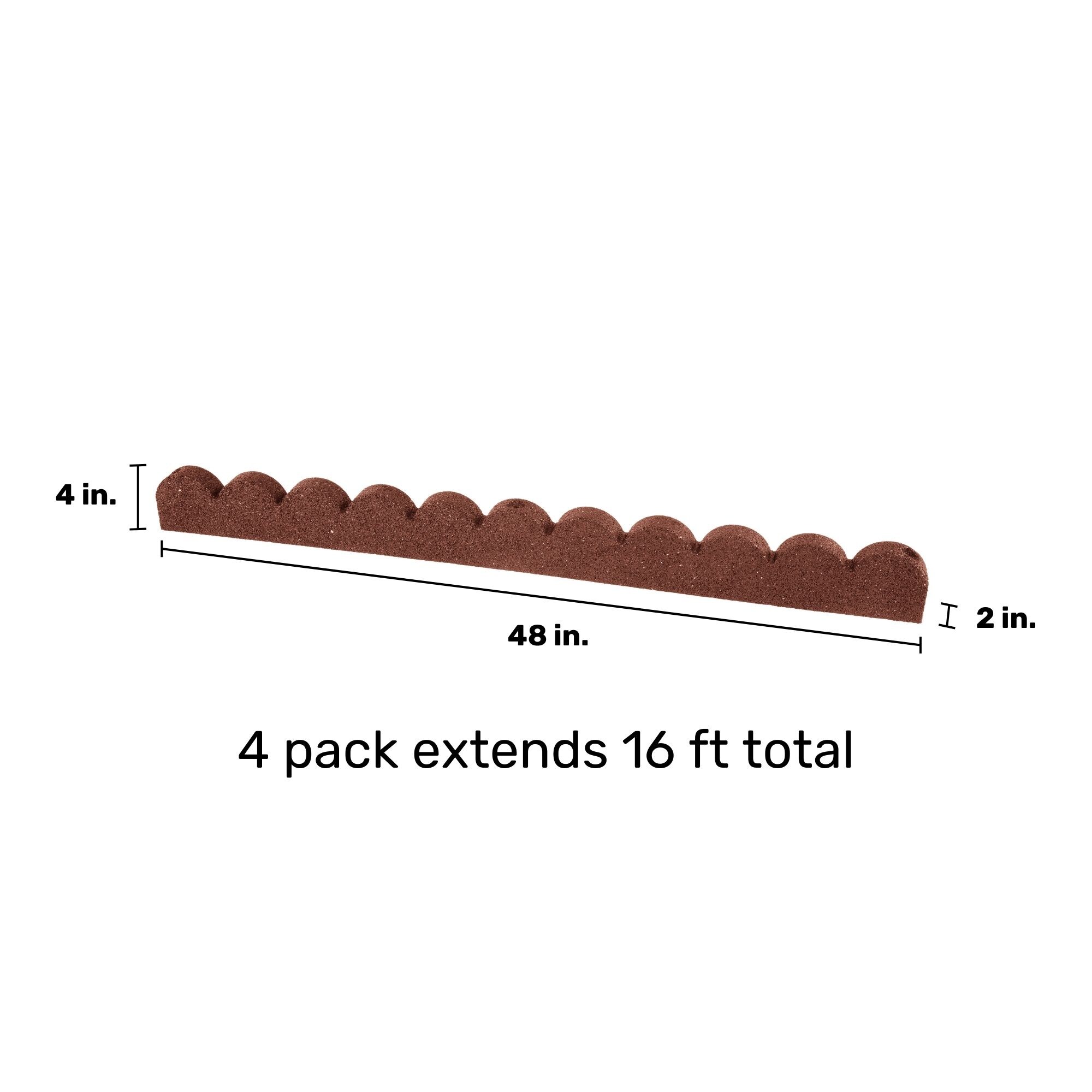 Rubberific 16-ft x 4-in SmartLoc Scallop 4-Pack Red Rubber Landscape Edging Section