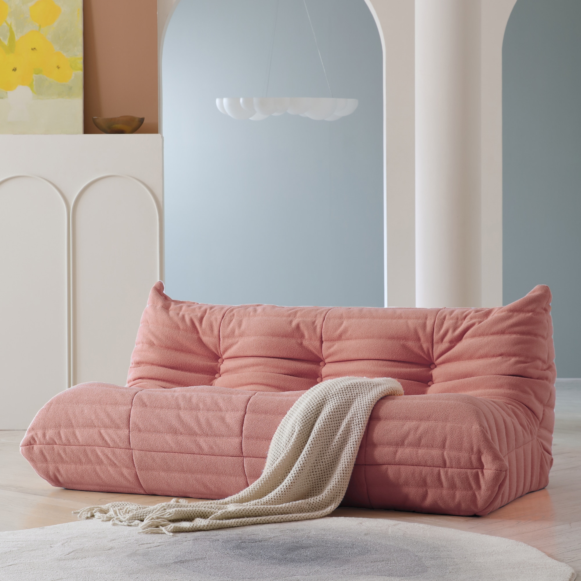 BuotiqHom DH-S3-117PK 69-in Casual Pink Velvet 3 -seater Sofa
