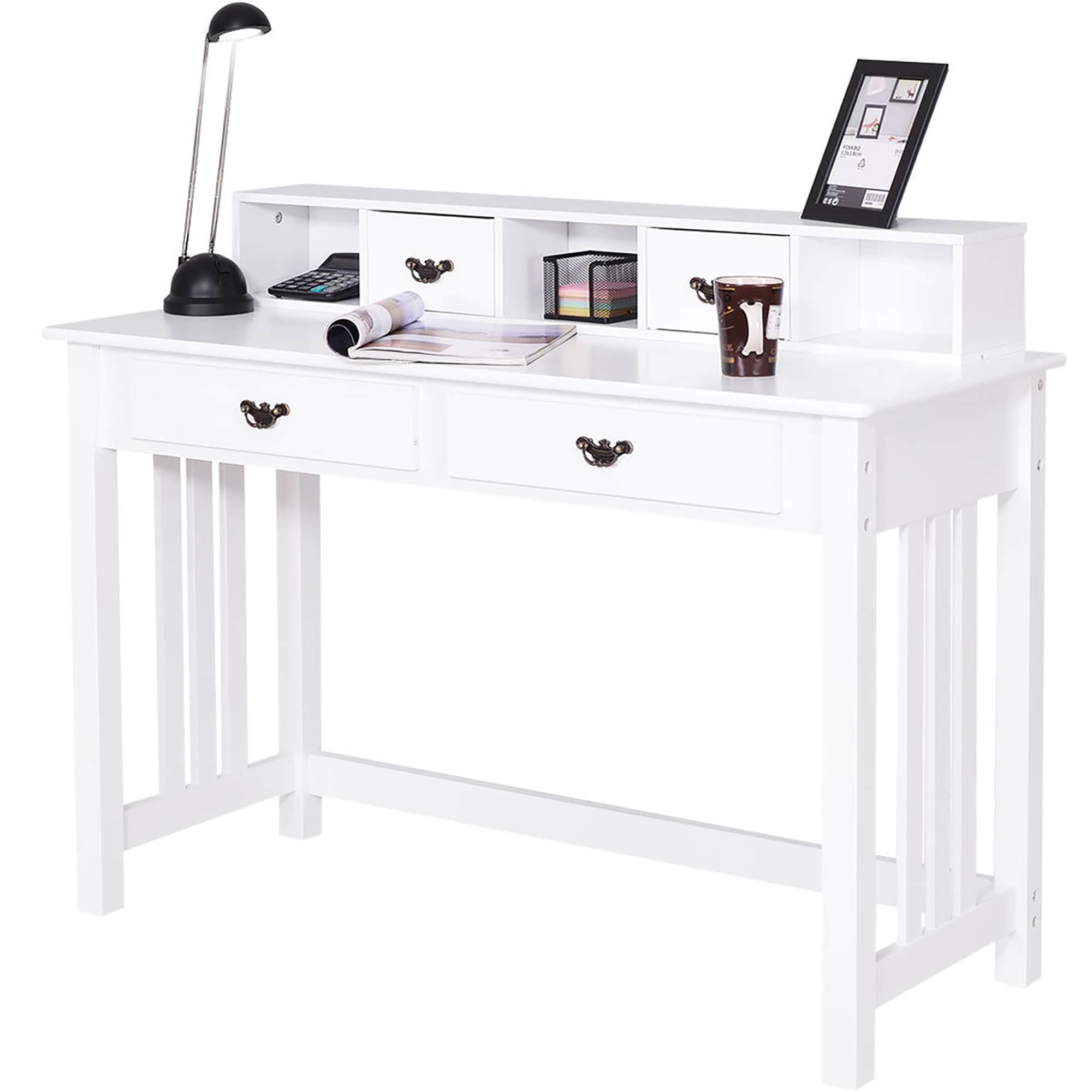 Costway SXL00187 19-Inches White Modern/Contemporary Pine Writing desk