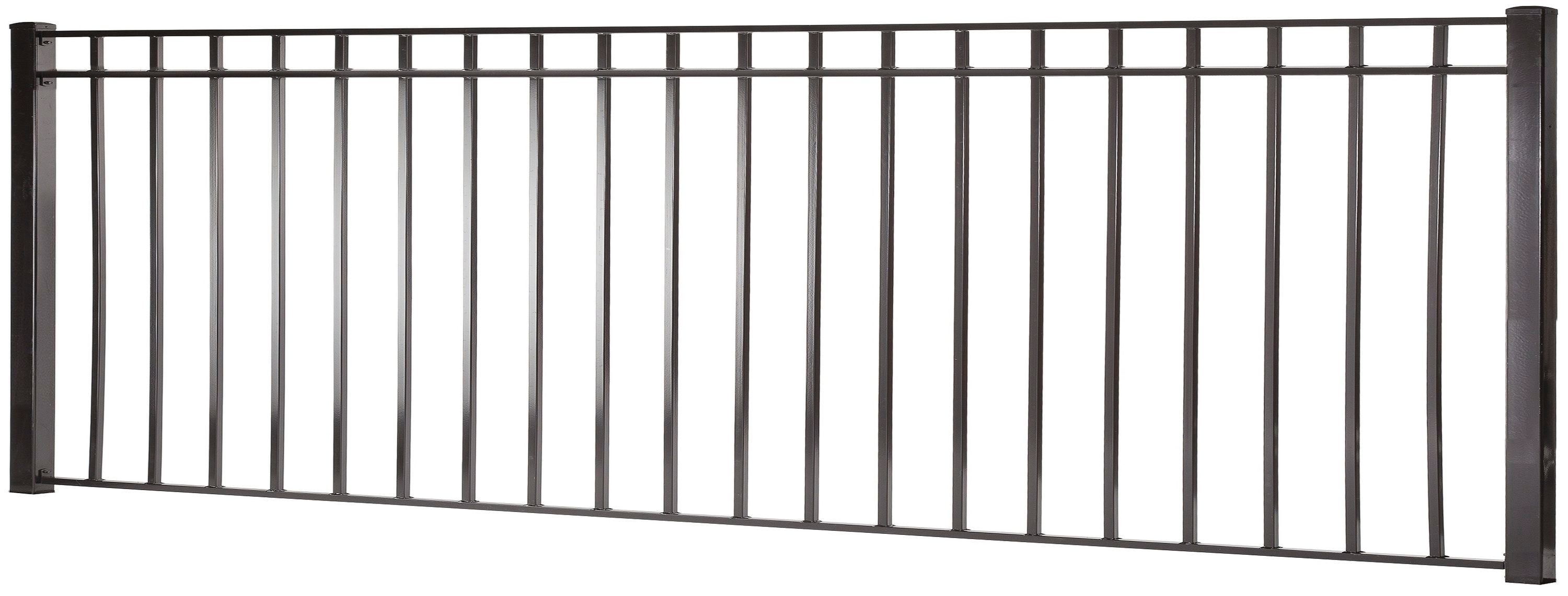 Monroe 3-ft H x 8-ft W Black Steel Flat-Top Decorative Fence Panel in ...