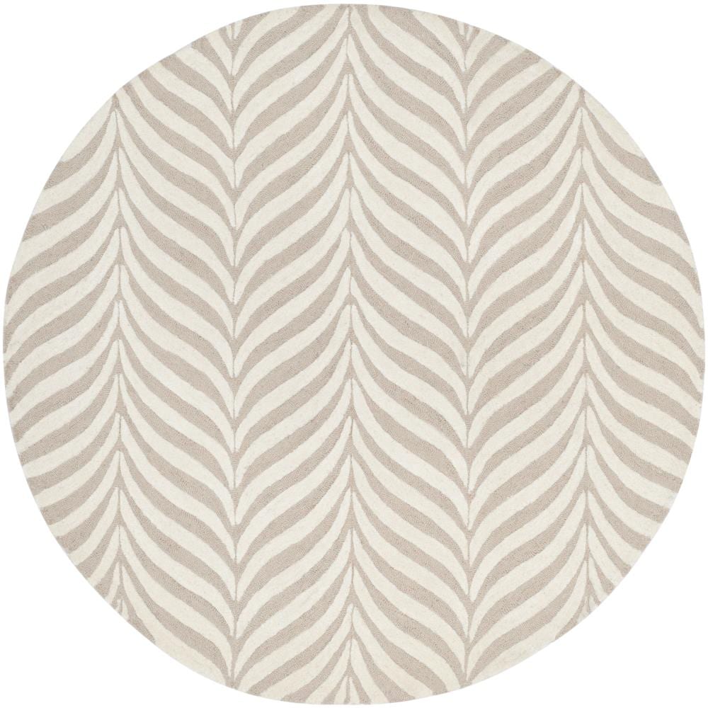 Safavieh BEL135A-5R Bella Sireli 5 x 5 (ft) Tufted Wool Sand/Ivory Round Indoor Abstract Area rug