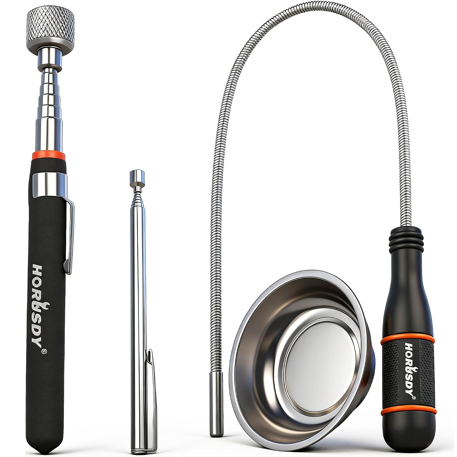 HORUSDY 4-Piece Telescoping Magnetic Pickup Tool Set with Flexible ...