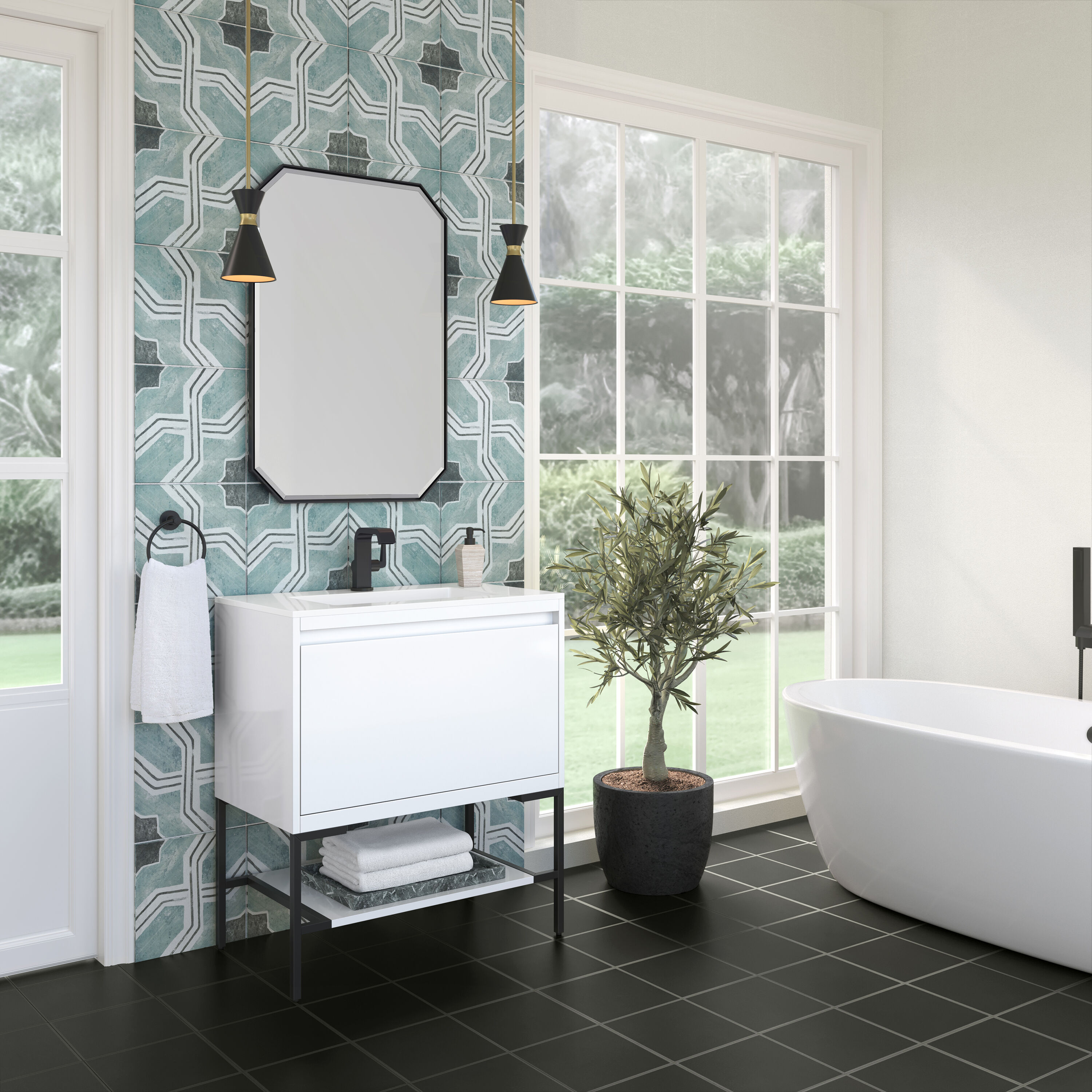 James Martin Vanities 805-V31.5-GW-MB-GW Bath-Vanity-Combo - View #4