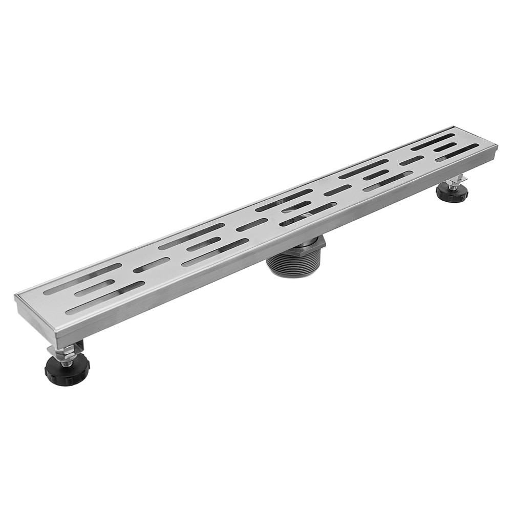 BWE A-9FD03-SILVER 24 In. Stainless Steel Linear Shower Drain with Slot Pattern Drain Cover In Brushed Nickel