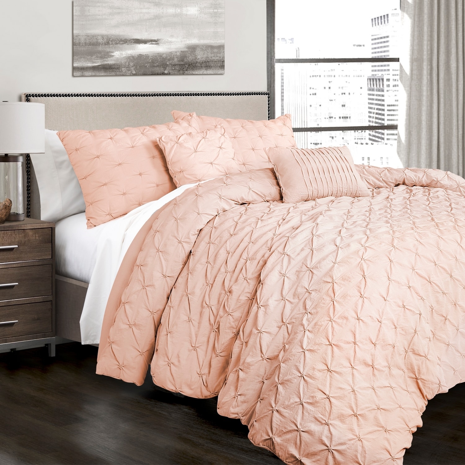 Lush Decor 16T003335 Blush Solid Full/Queen Comforter