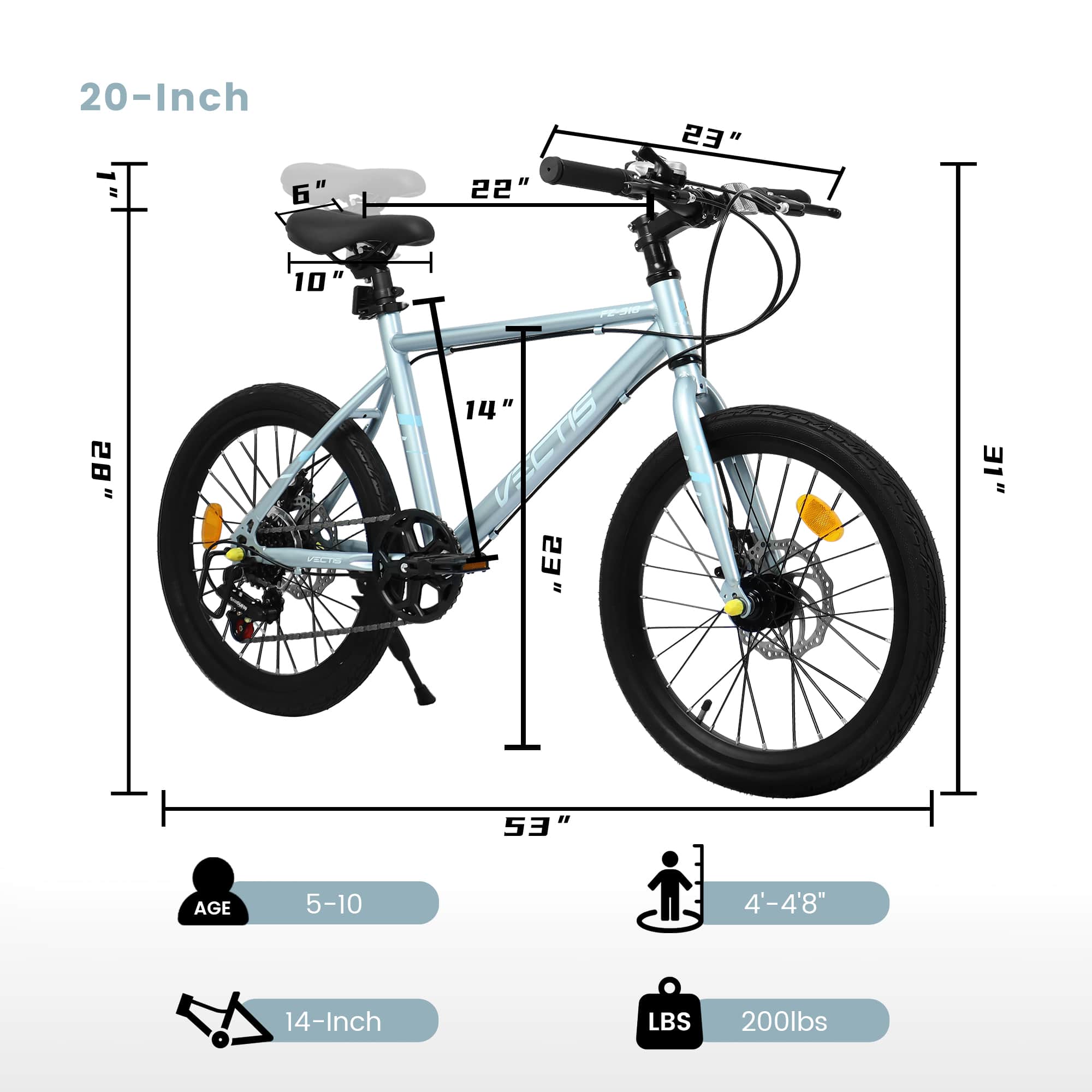 Vynxaria 20 Inch Kids Bike for 6 12 Years Old Boys Girls 7 Speed