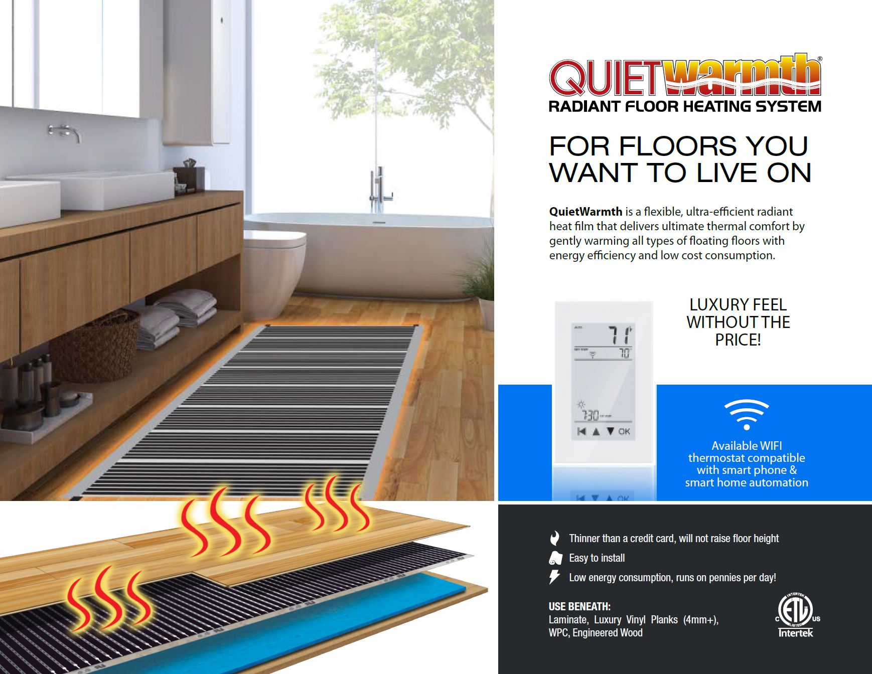 QuietWalk LV Luxury Vinyl, Laminate, or Wood Underlayment (Float, Glue, or  Nail) w/Vapor Barrier- Sound Reduction, Compression Resistant, Moisture  Protection 3'x33'4 Roll (Covers 100 sf) QW100LV 