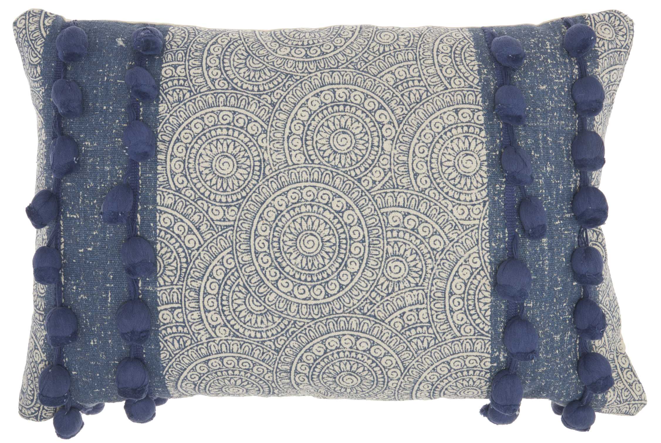 Mina Victory 798019074647 Lifestyles 16-in x 24-in Blue Rectangular Indoor Decorative Pillow
