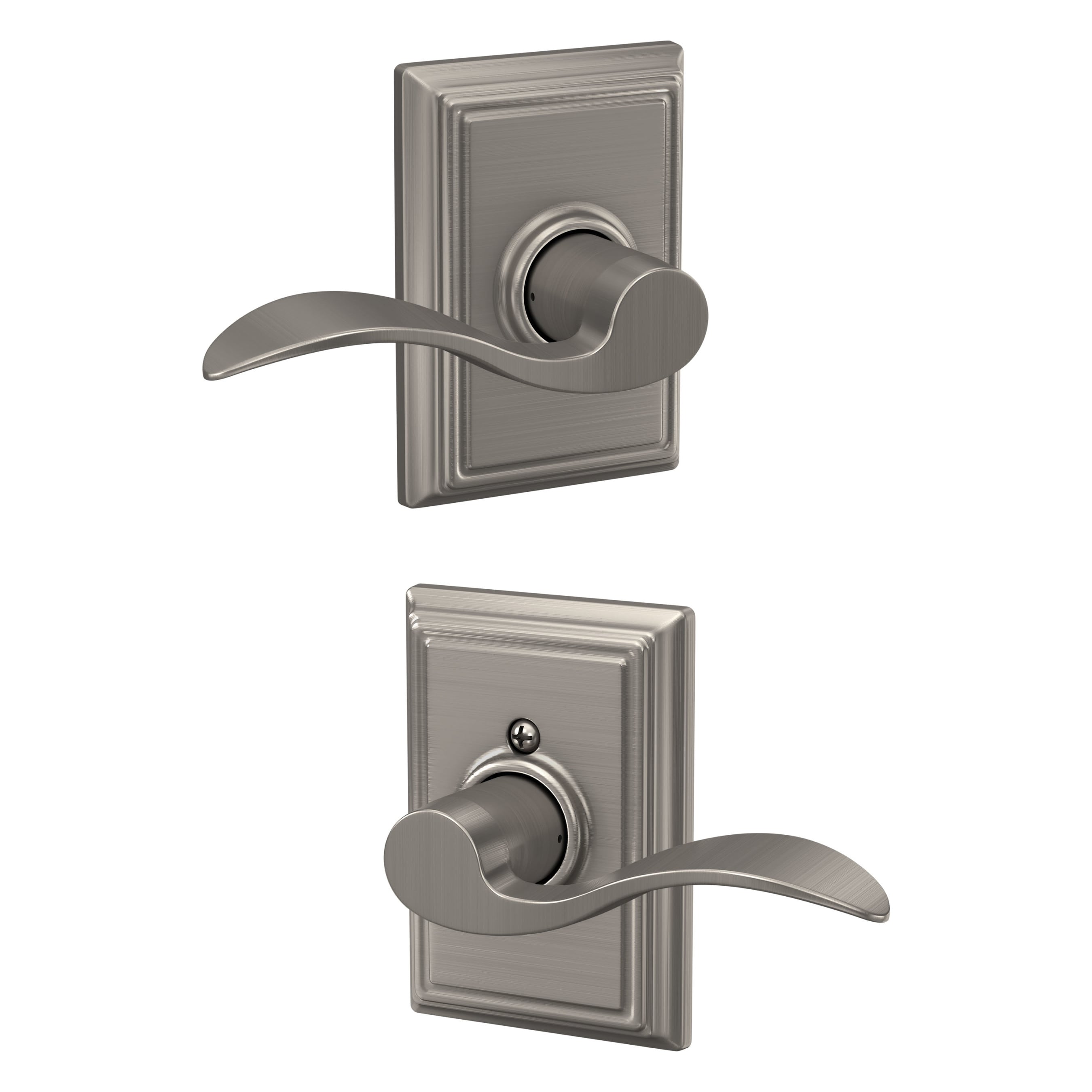 Schlage F10 ACC 619 ADD Accent-Addison Satin Nickel Interior Hall/Closet Passage Door Handle