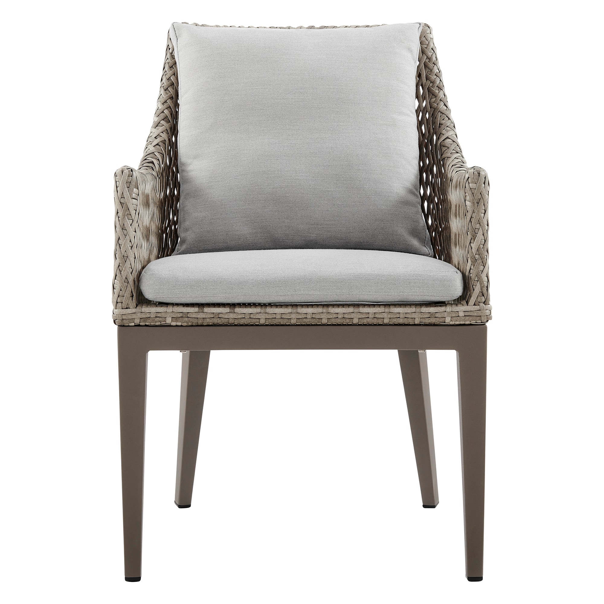 Armen Living 840254332942 Silvana 7 -Piece Gray Patio Dining Set Aluminum Rectangle Table with 6 Gray Cushions Stationary Chairs