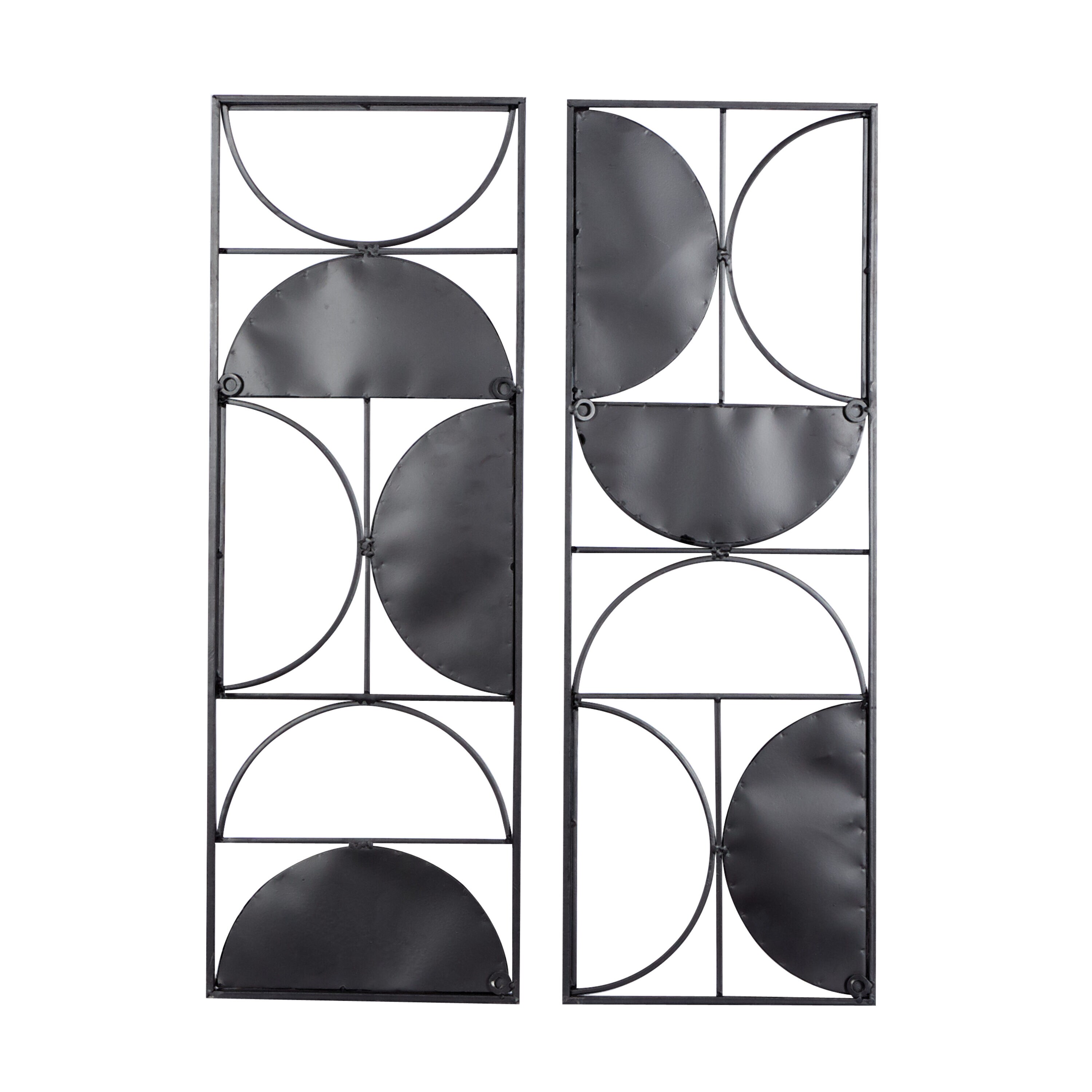 Brown and Beige Metal Geometric Wall Decor Set, 30" x 11"