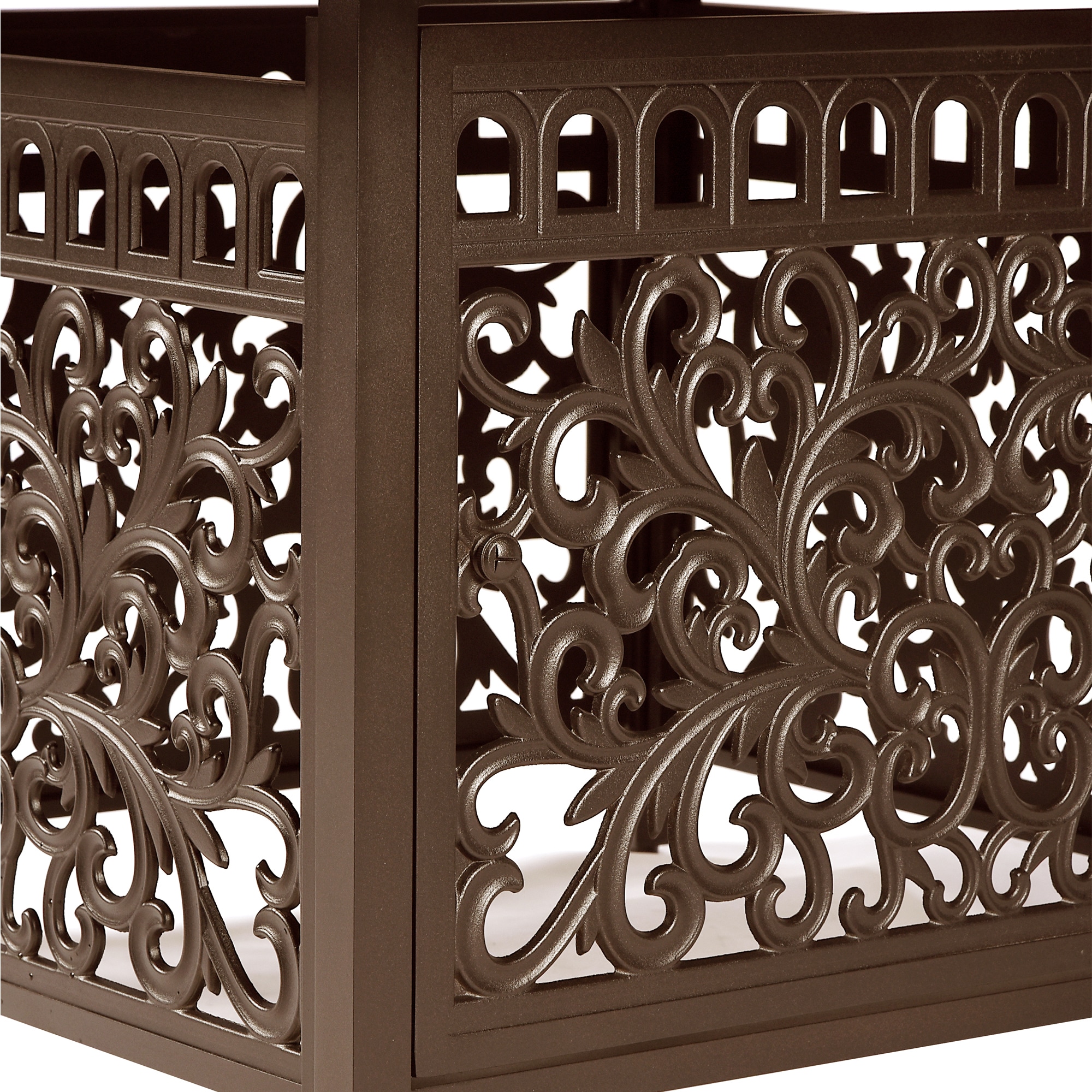 Brown Aluminum Square Gas Fire Pit Table with Glass Beads