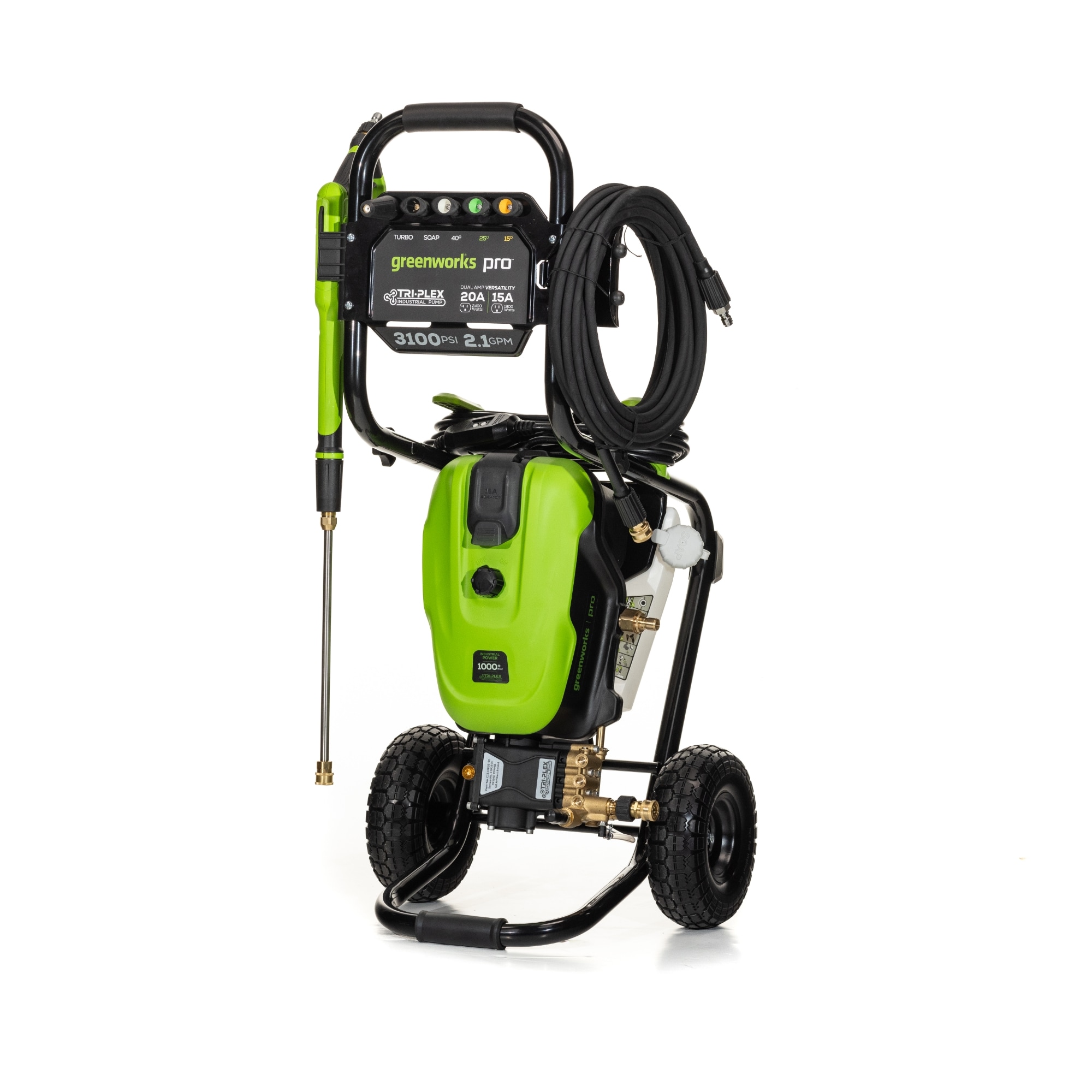 Industrial Grade 3100 PSI 2.1-GPM Cold Water Electric Pressure Washer with 5 Spray Tips | - Greenworks GPW3100C