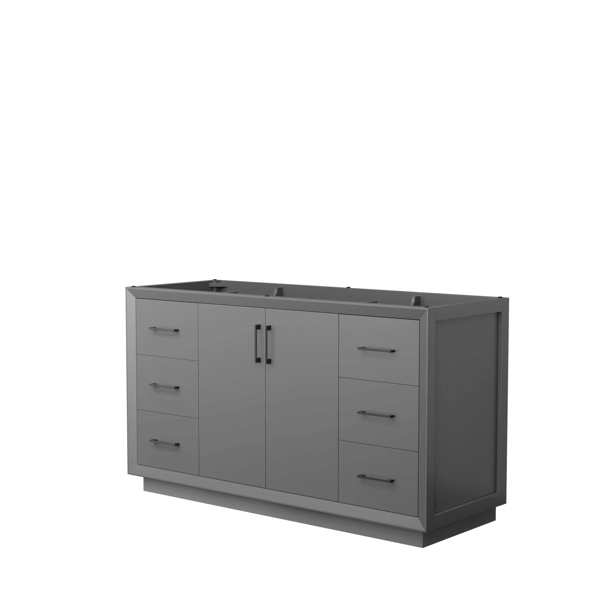Wyndham Collection WCF414160SGBCXSXXMXX Strada 60-in Dark Gray with Matte Black Trim Bathroom Vanity Base Cabinet without Top