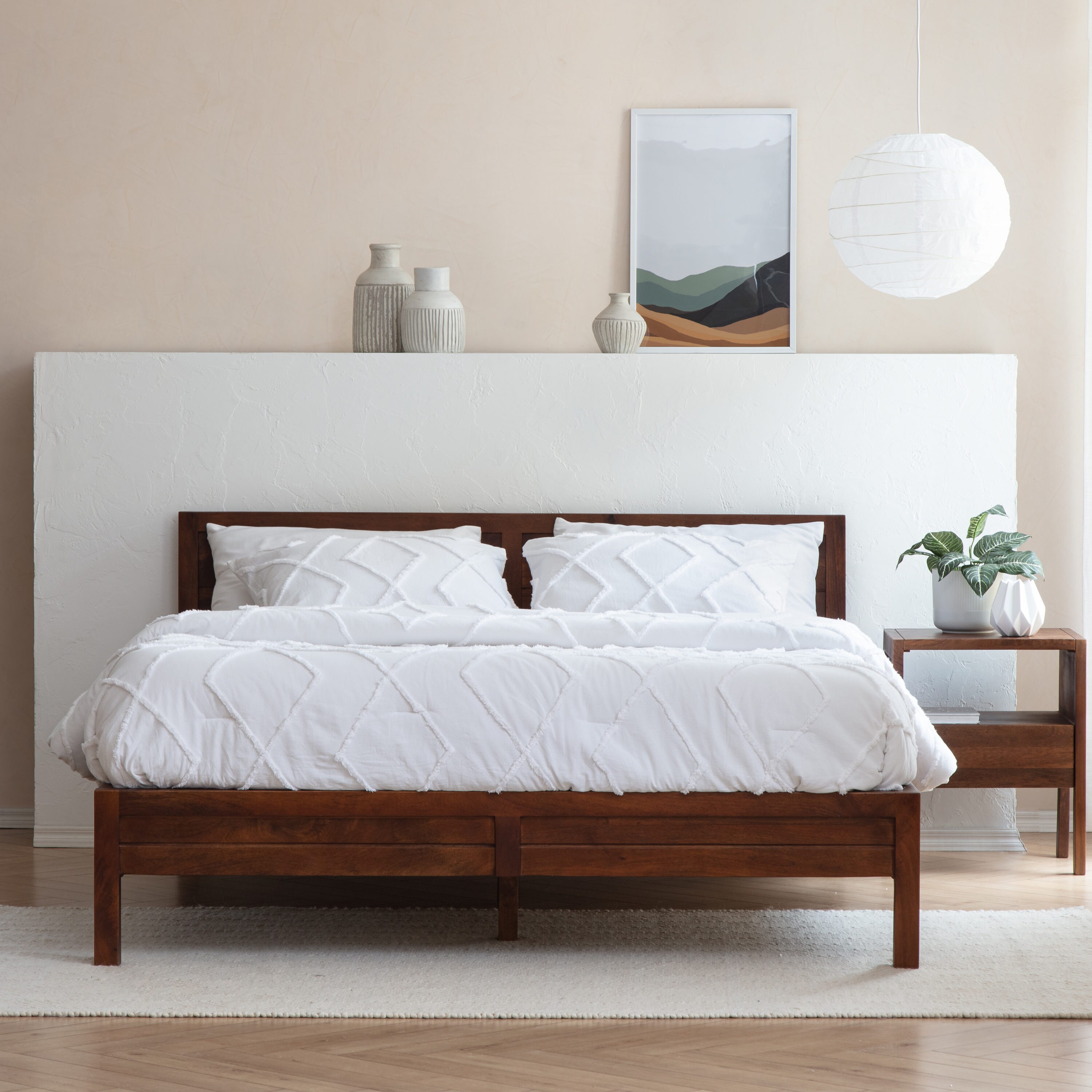 Madeleine Home Matgot Walnut Queen Wood Platform Bed at