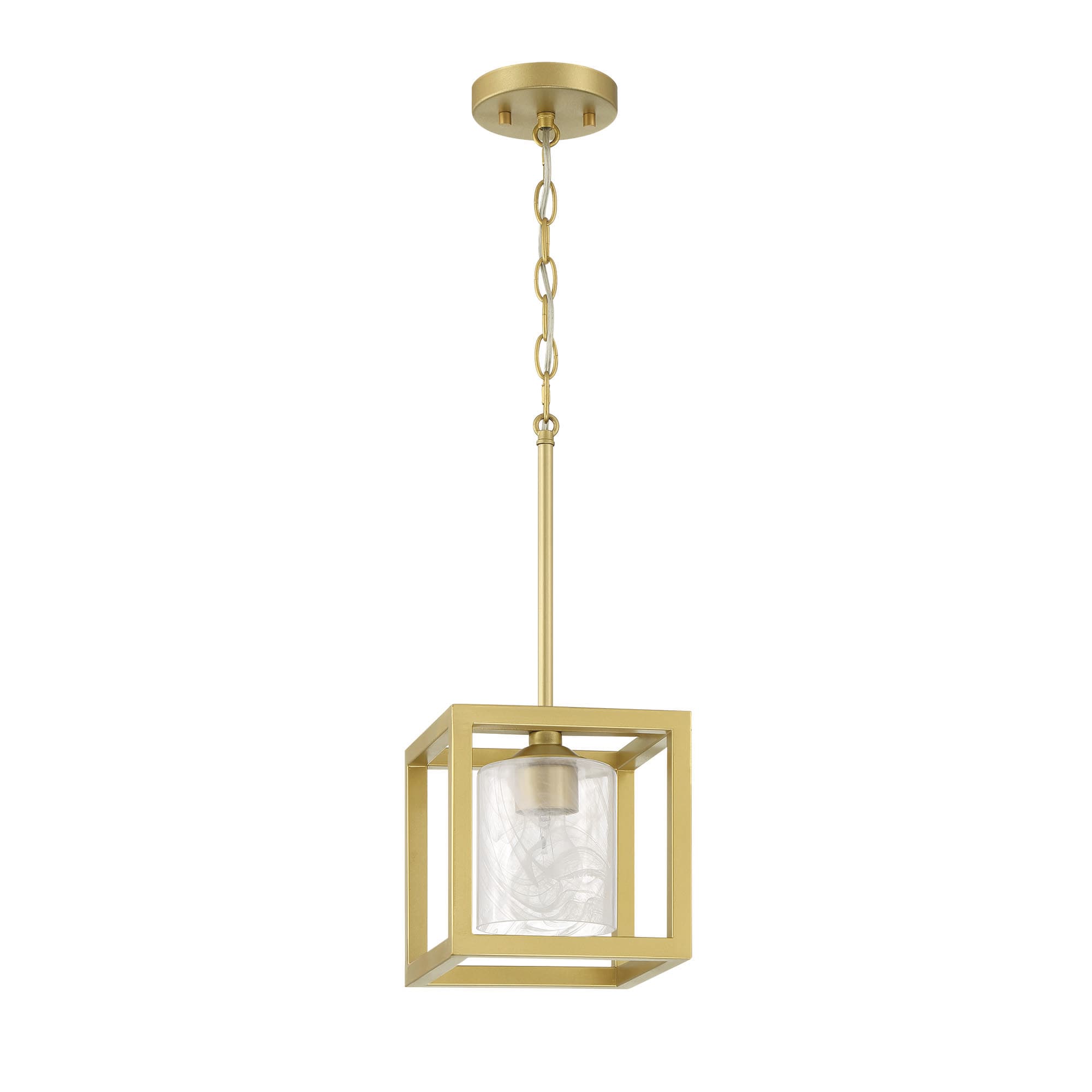 ACROMA 2301BGCA Greeley 1 -Light Brass Modern/contemporary Alabaster glass Square Small Hanging Pendant light