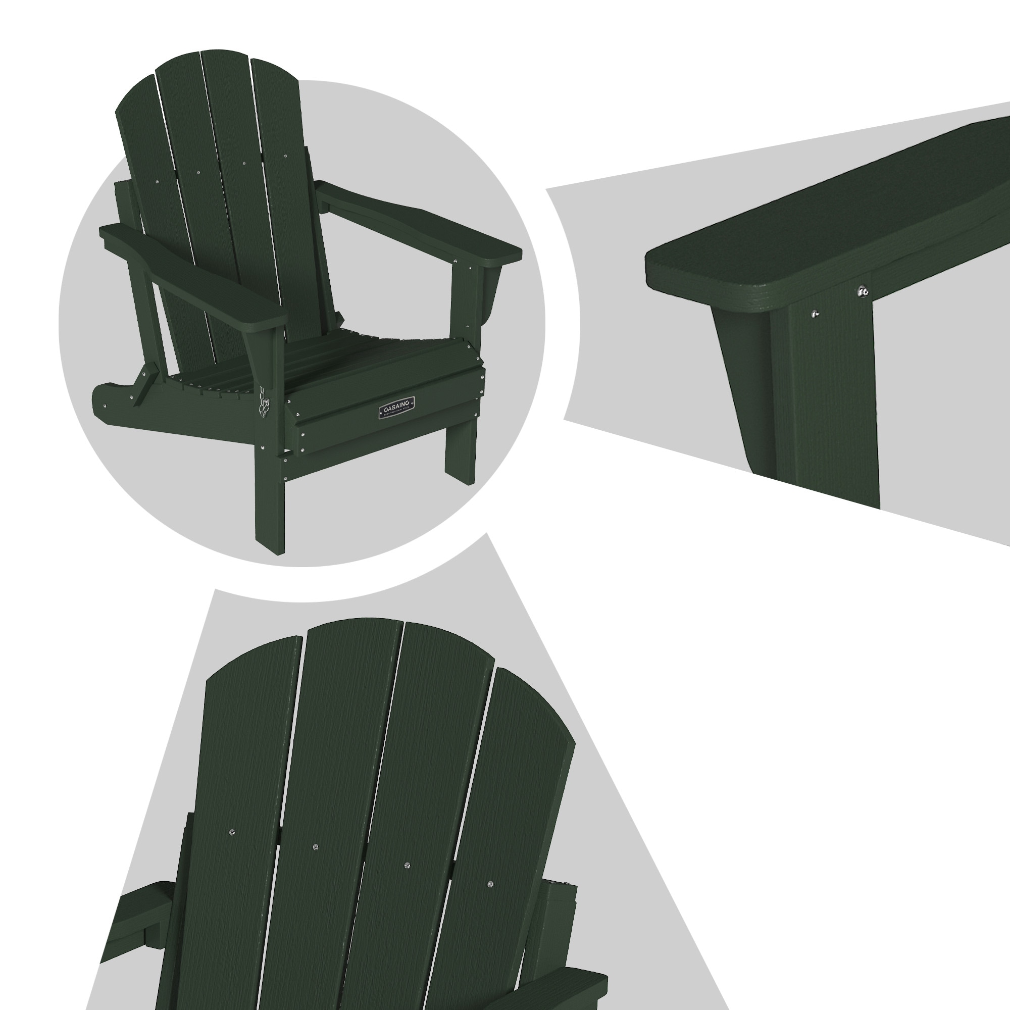 CASAINC 2PCS Adirondack Chair Set Of 2 Green Stationary Adirondack ...